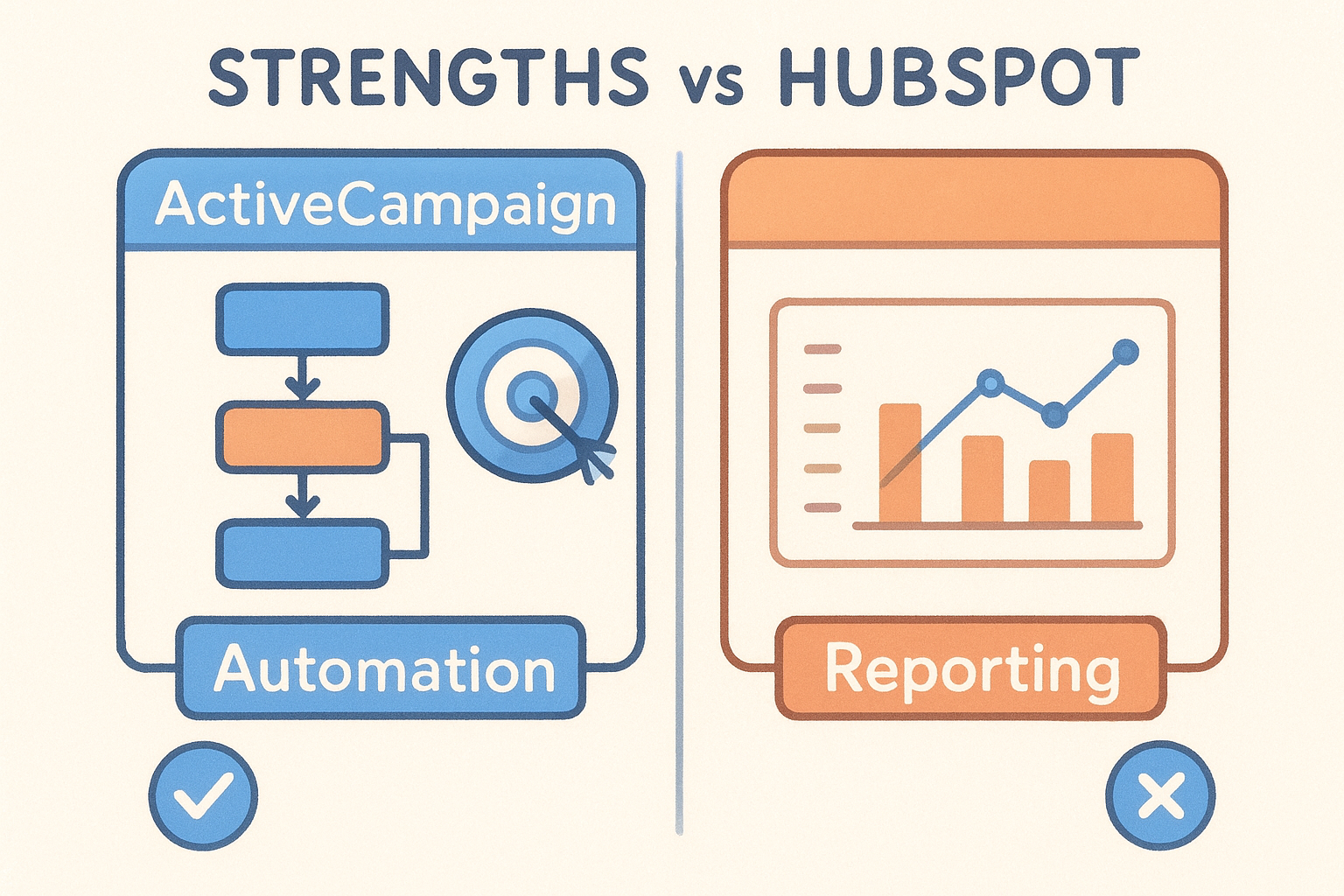 Strengths vs HubSpot for automation and reporting