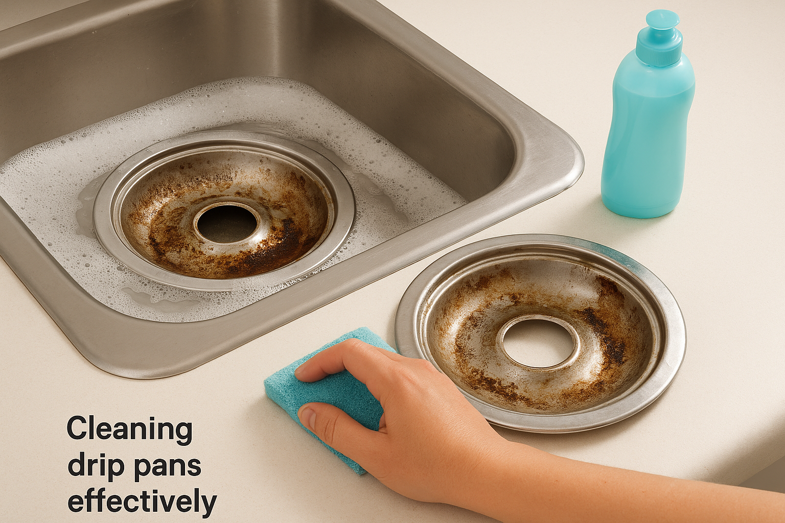 Cleaning drip pans effectively