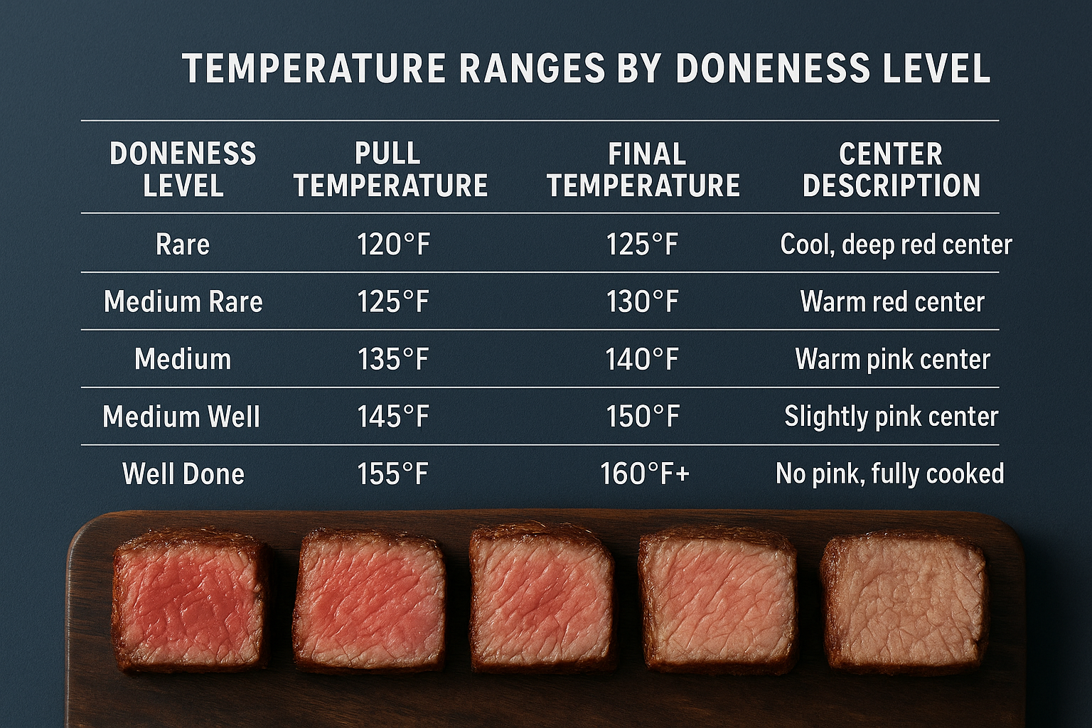 Temperature ranges by doneness level