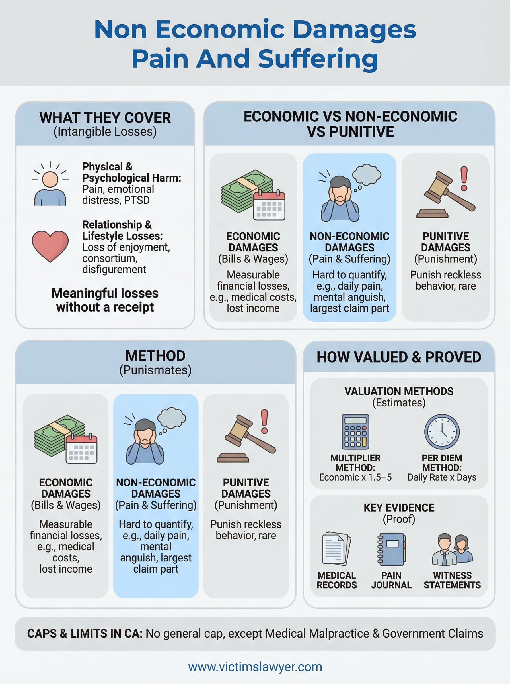 non economic damages pain and suffering infographic