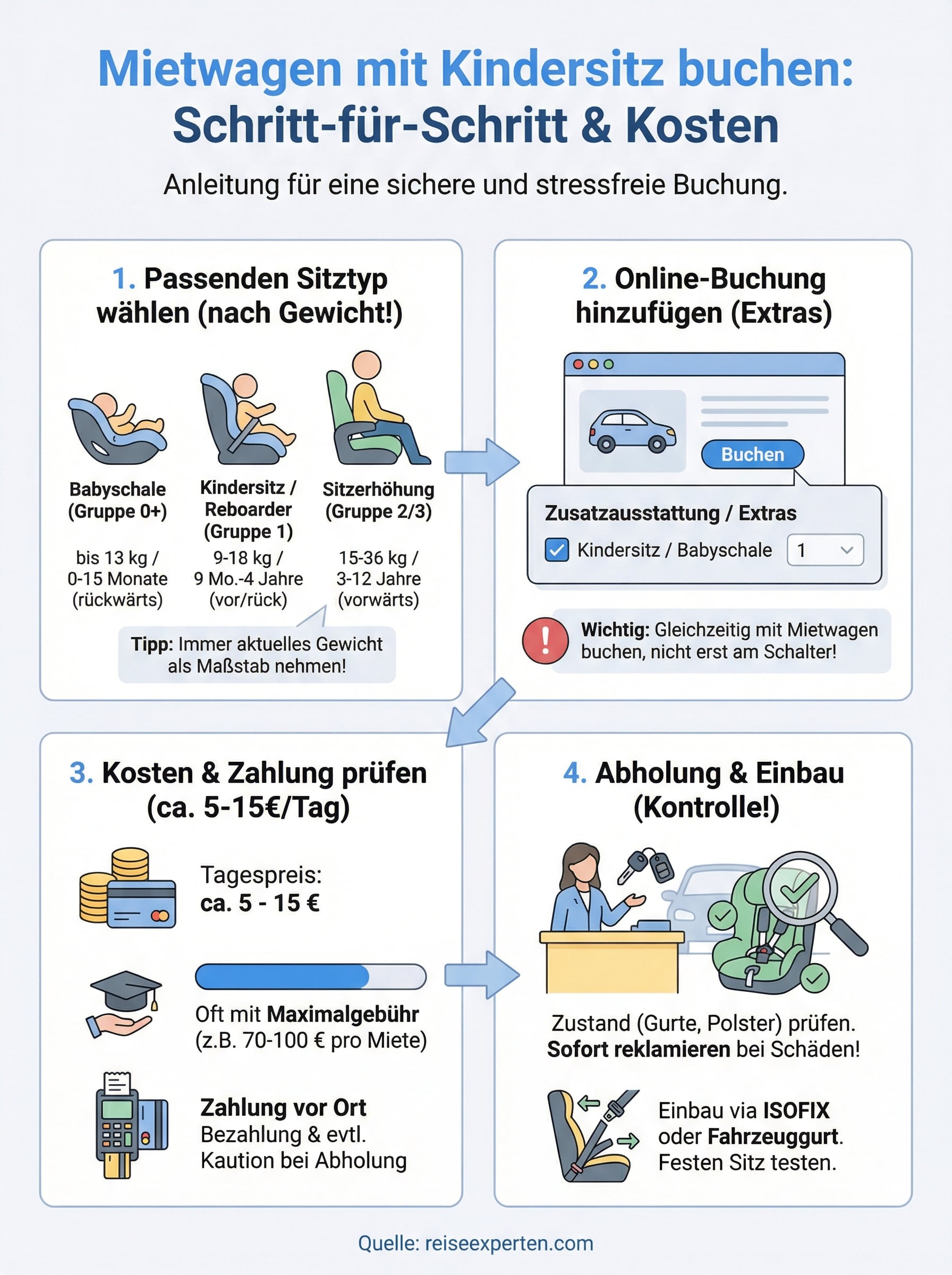 mietwagen mit kindersitz buchen infographic