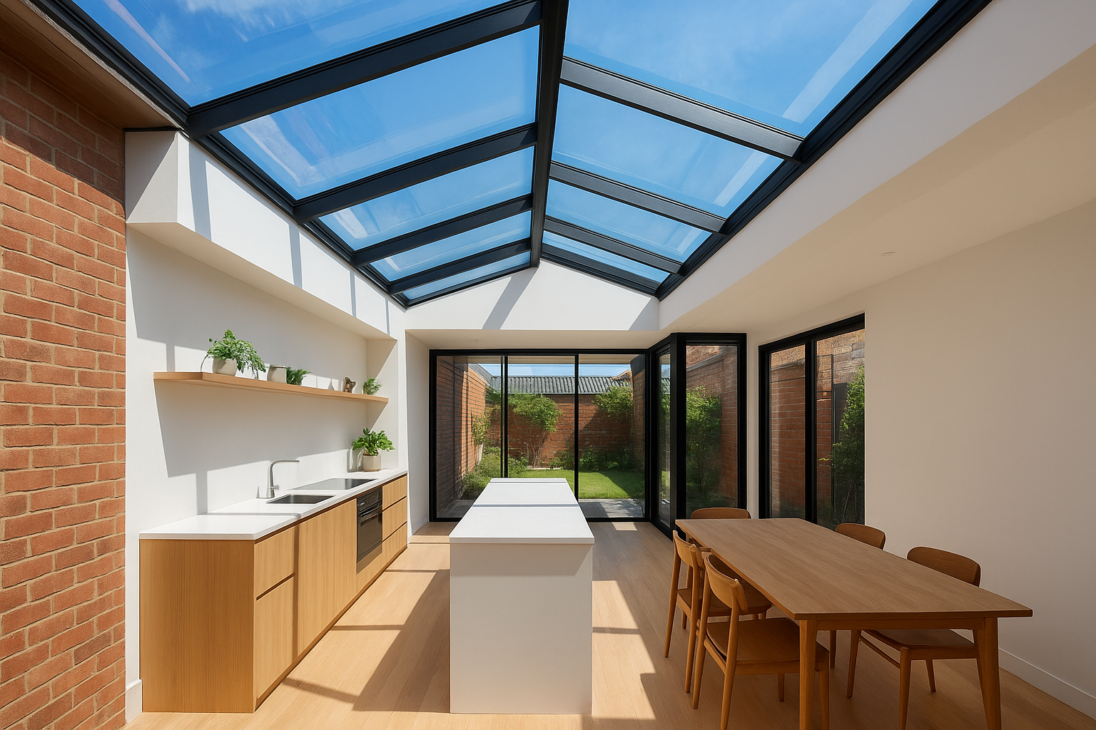 2. Bring daylight in with a glazed strip roof and rooflights