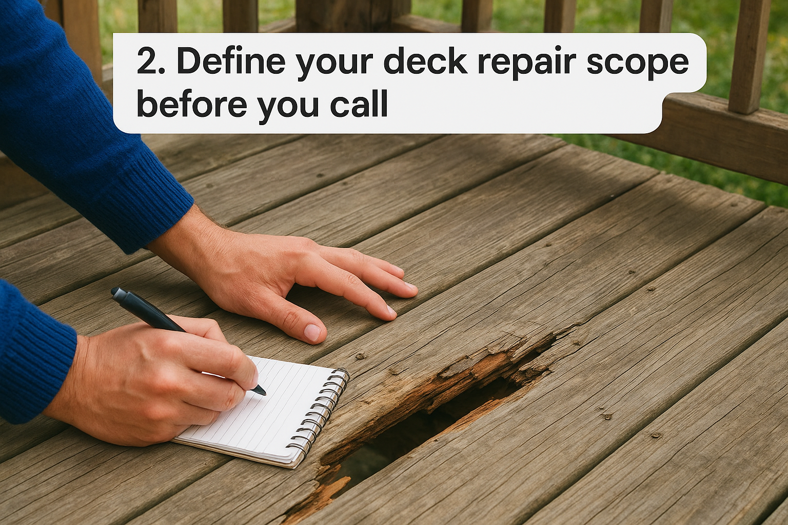 2. Define your deck repair scope before you call