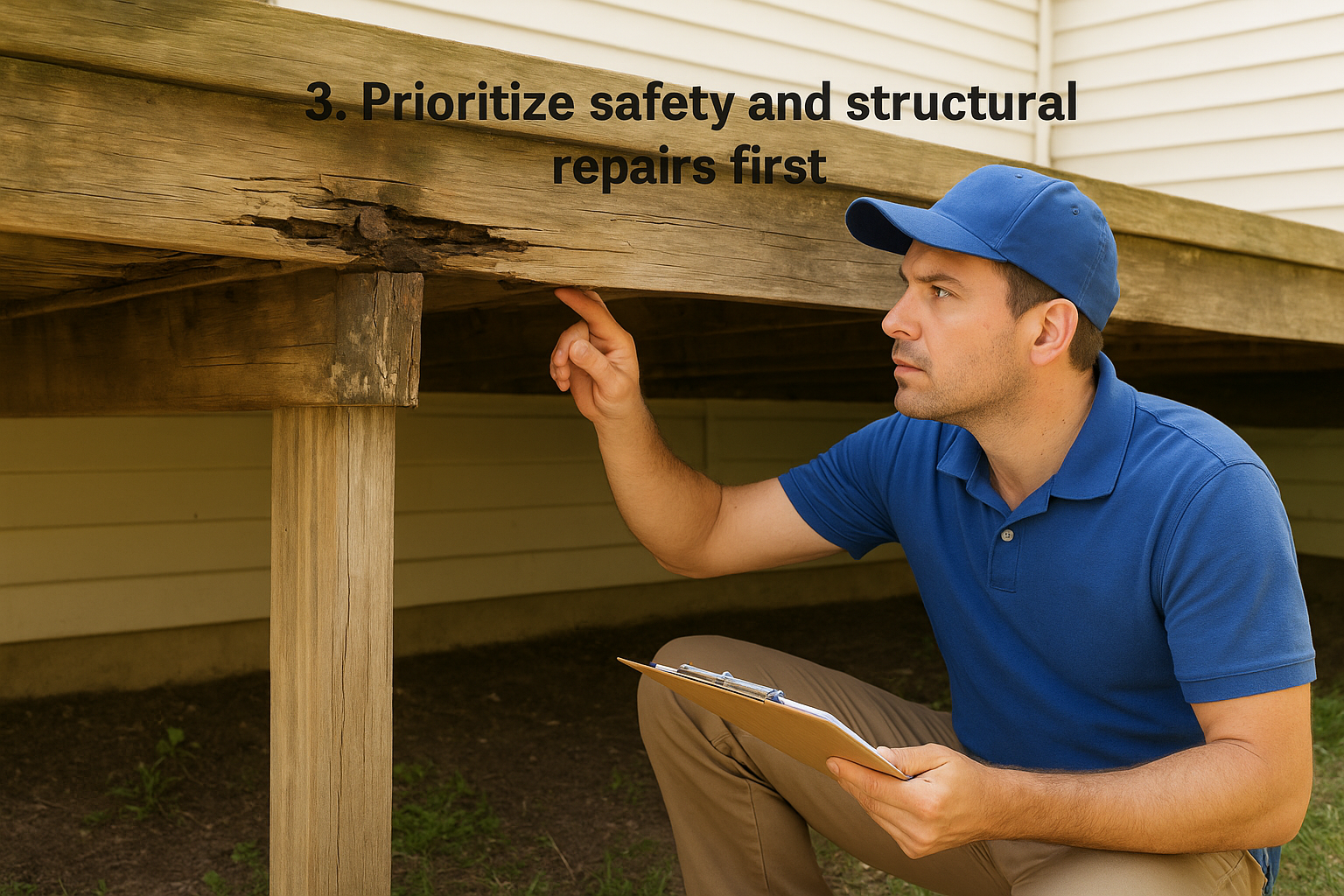 3. Prioritize safety and structural repairs first