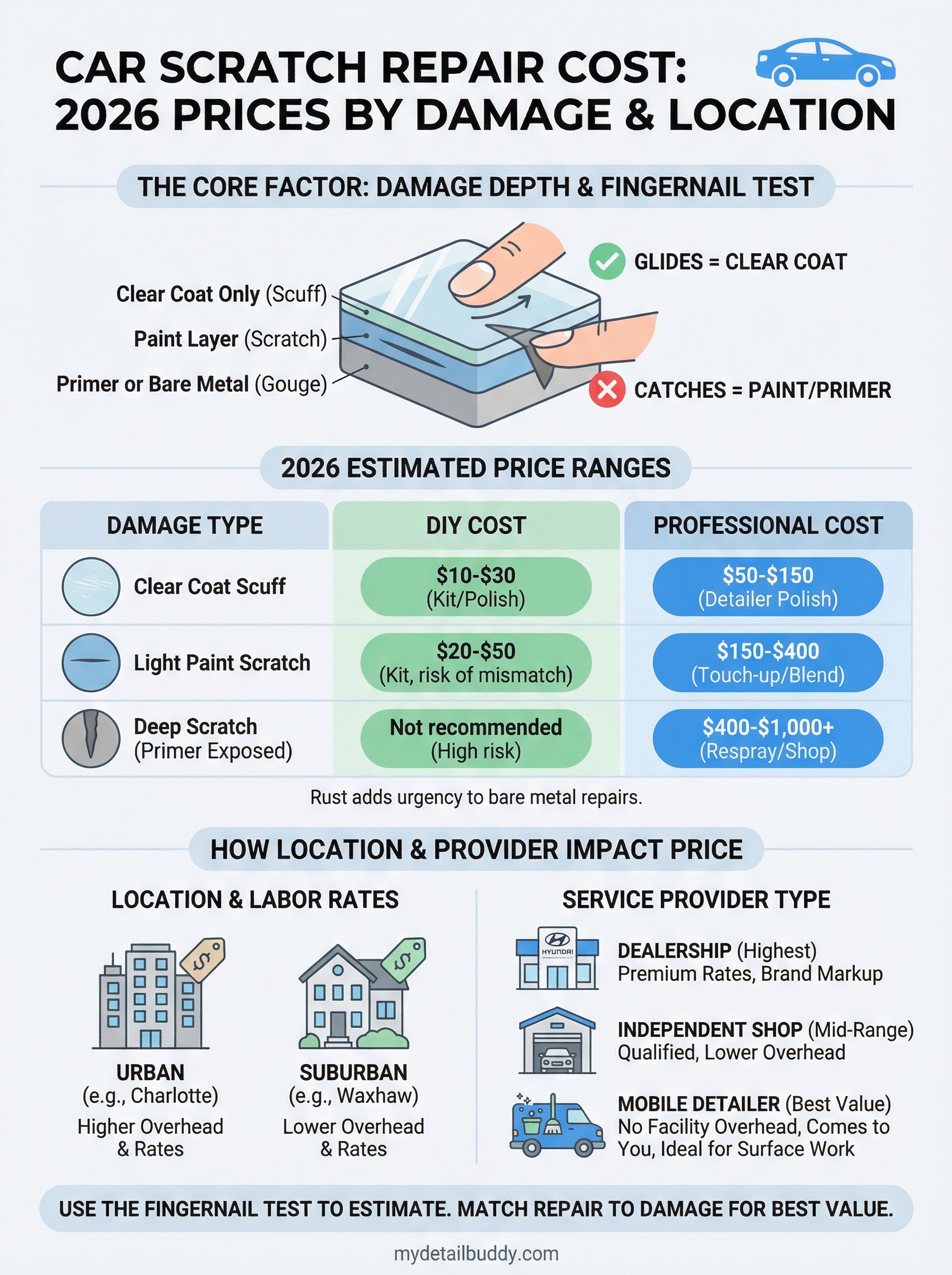 car scratch repair cost infographic