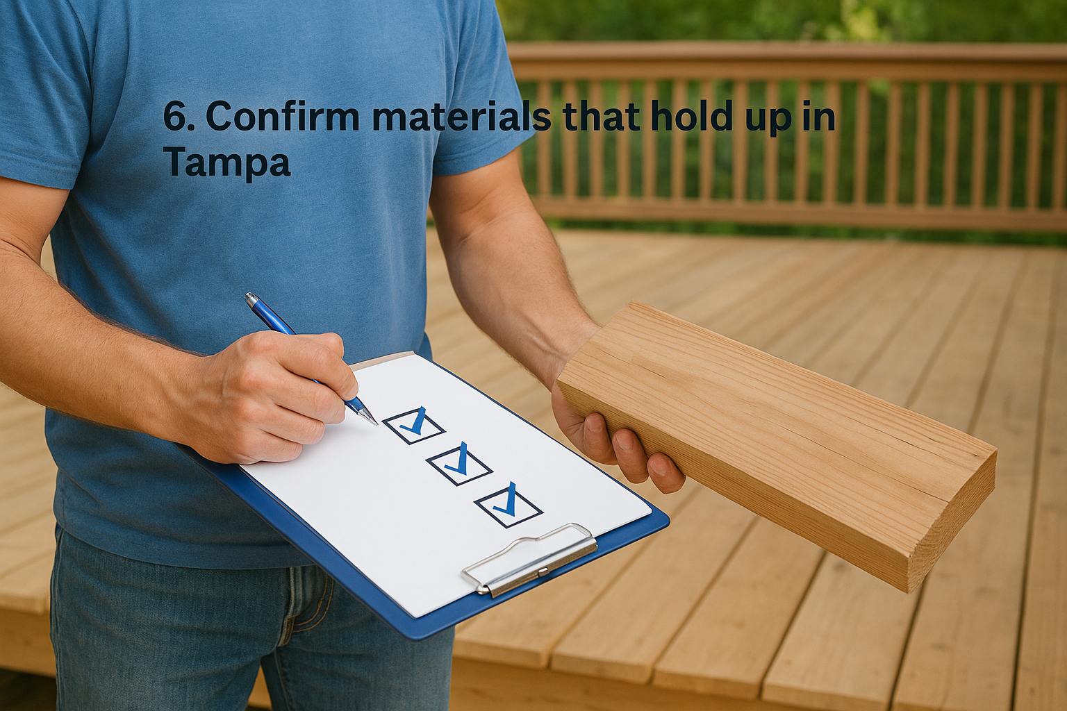 6. Confirm materials that hold up in Tampa