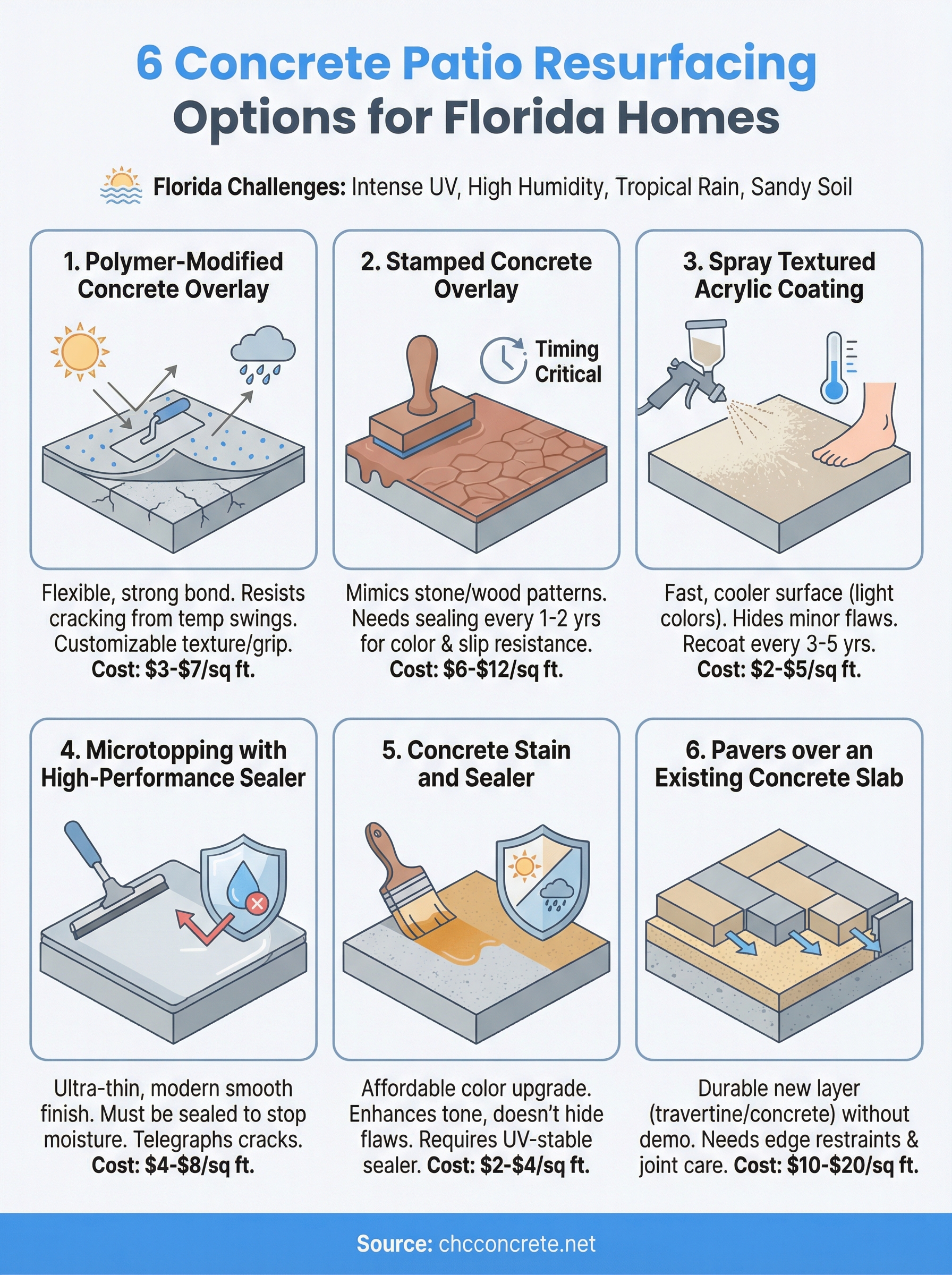 concrete patio resurfacing options infographic