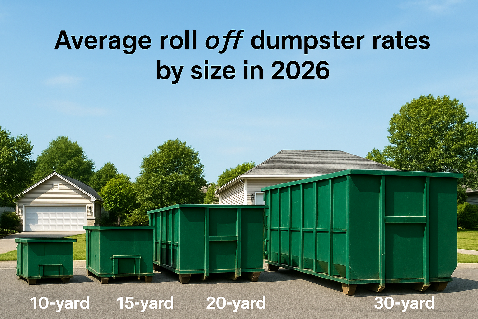 Average roll off dumpster rates by size in 2026