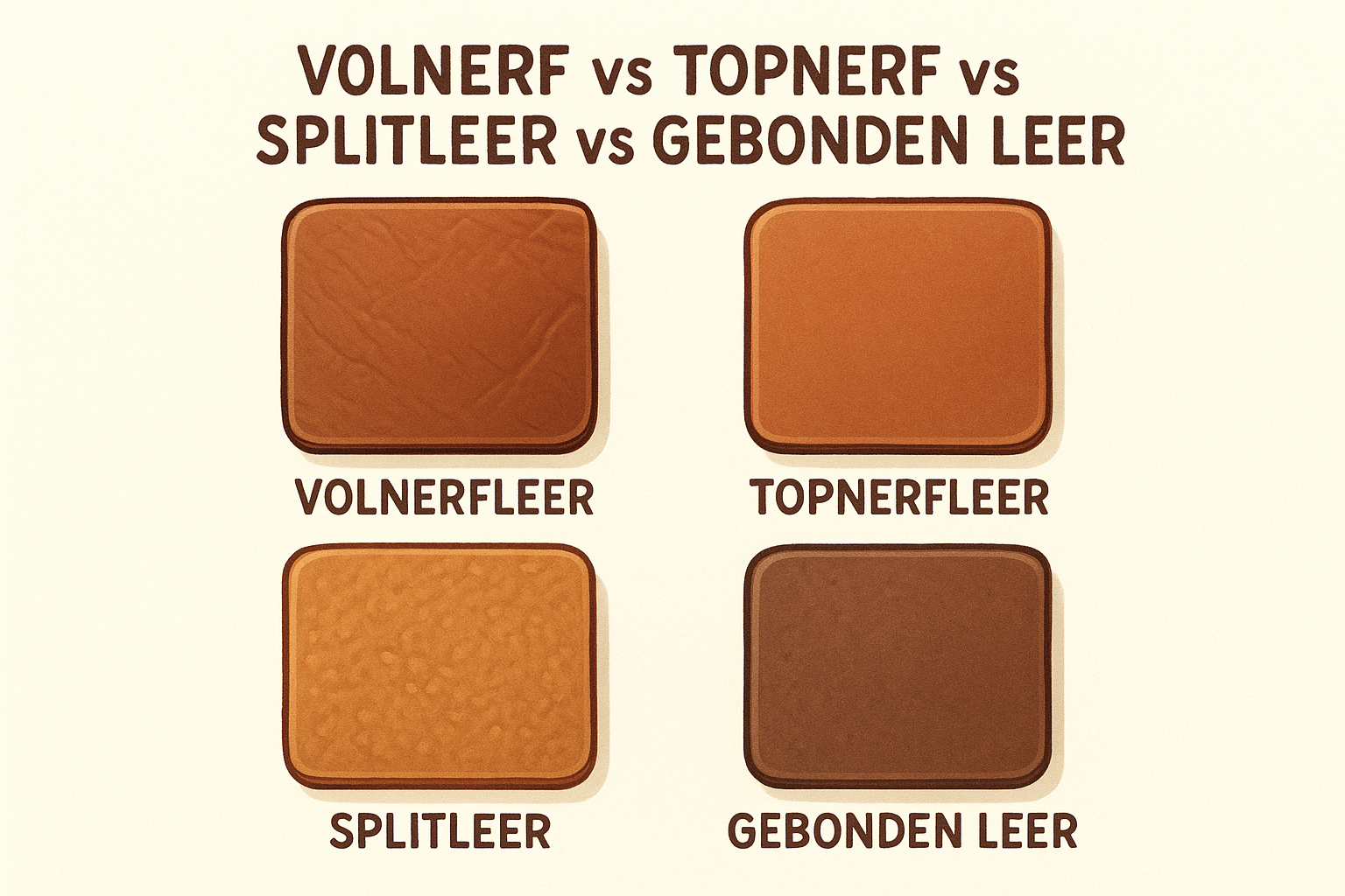 Volnerf vs topnerf vs splitleer vs gebonden leer