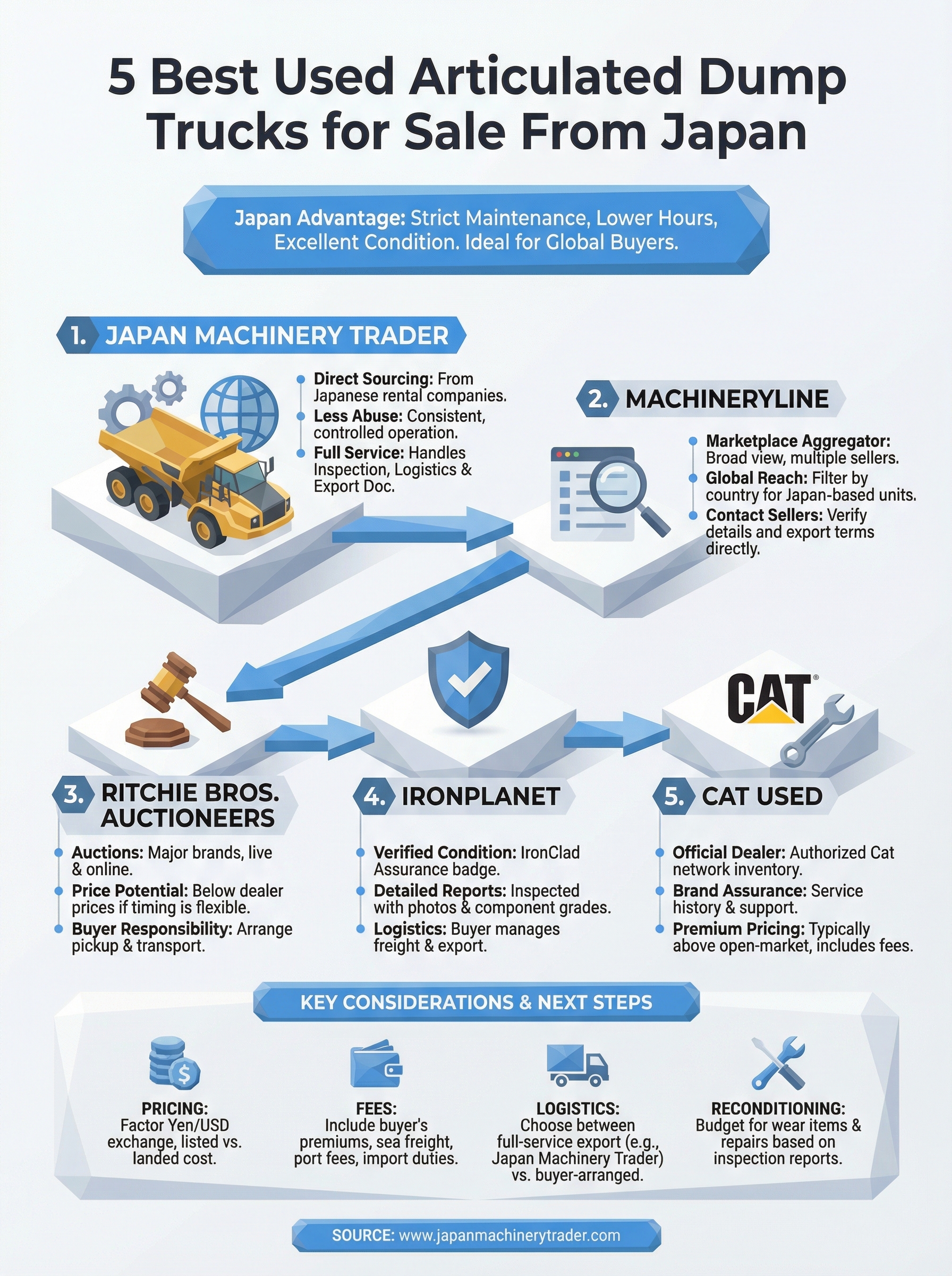 used articulated dump trucks for sale infographic