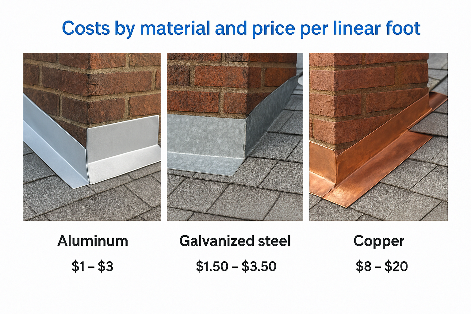 Costs by material and price per linear foot