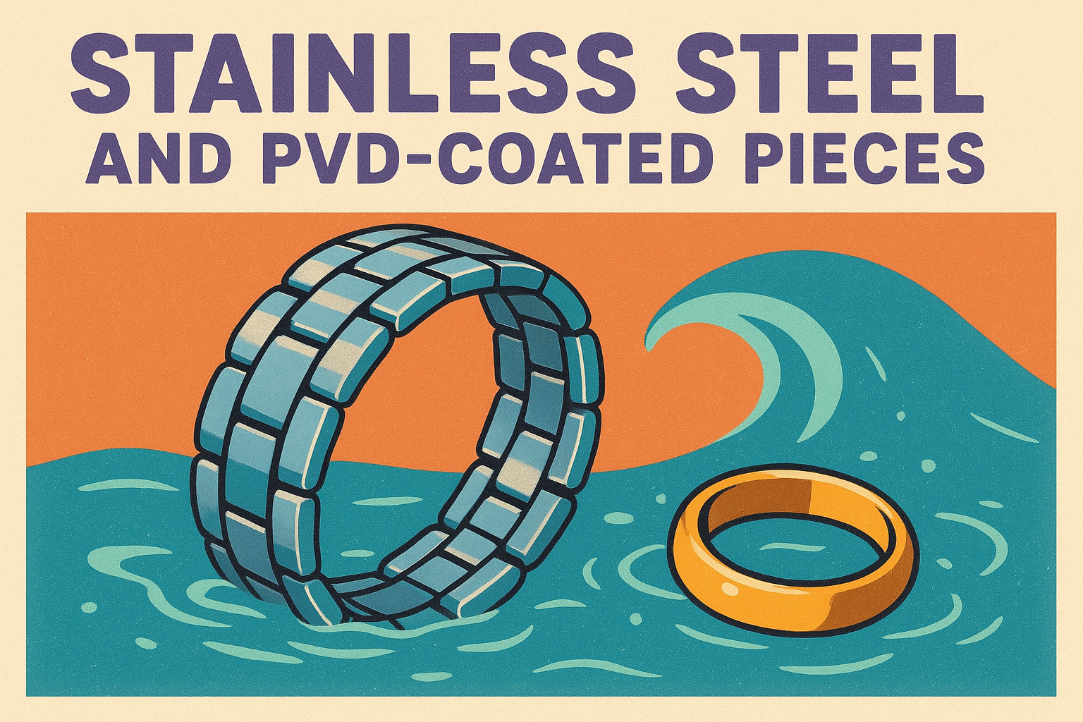 Stainless steel and PVD-coated pieces