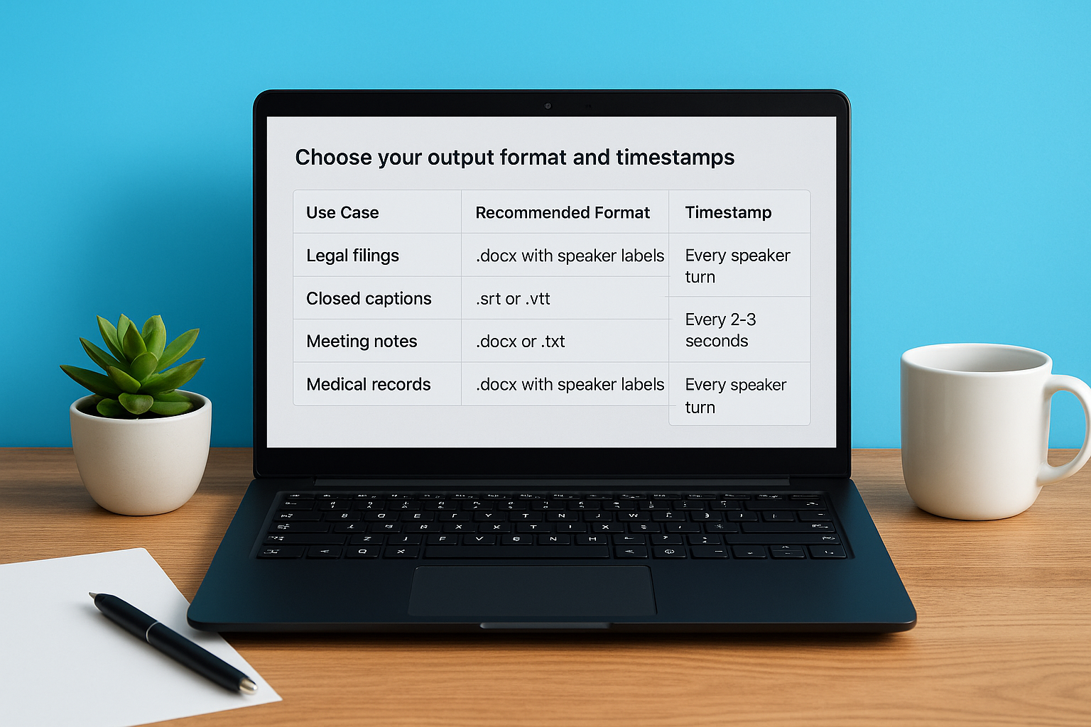 Choose your output format and timestamps