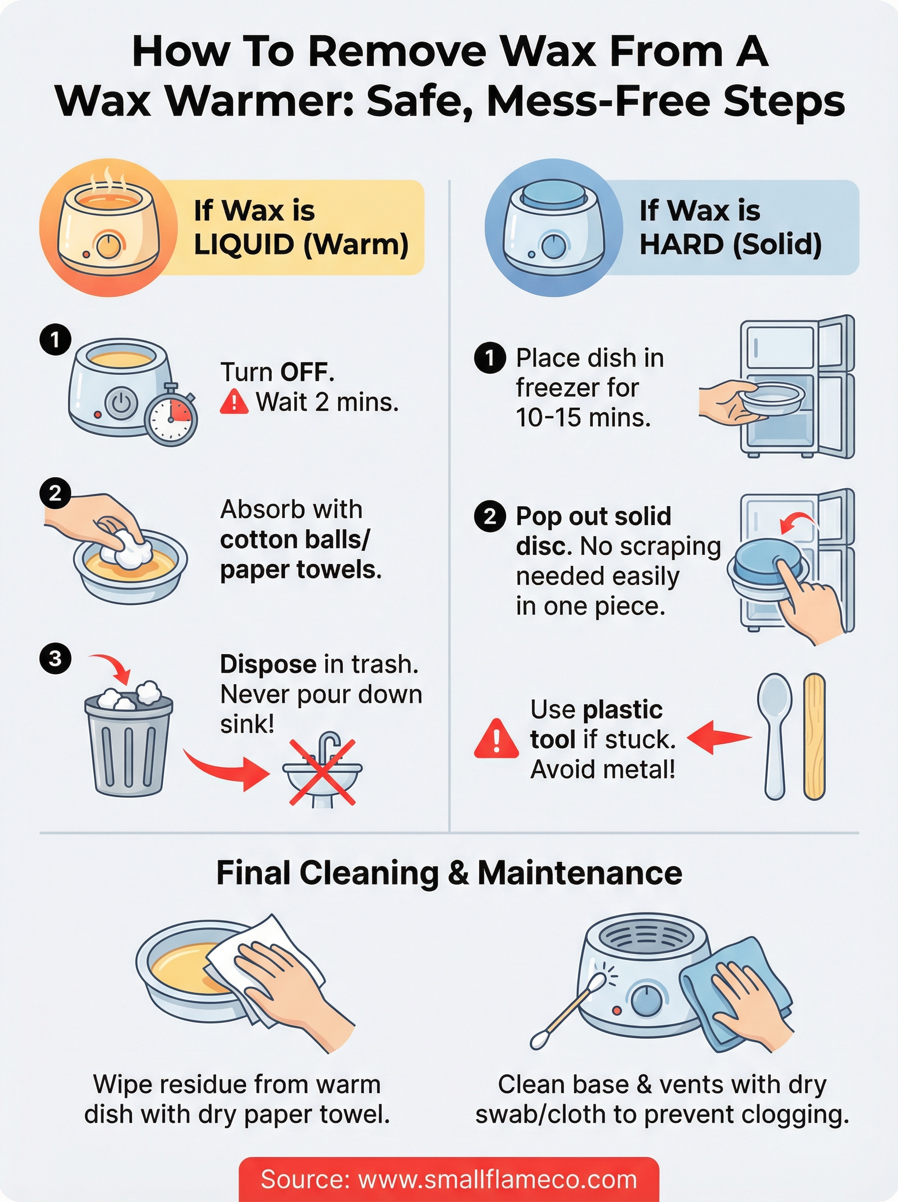 how to remove wax from a wax warmer infographic