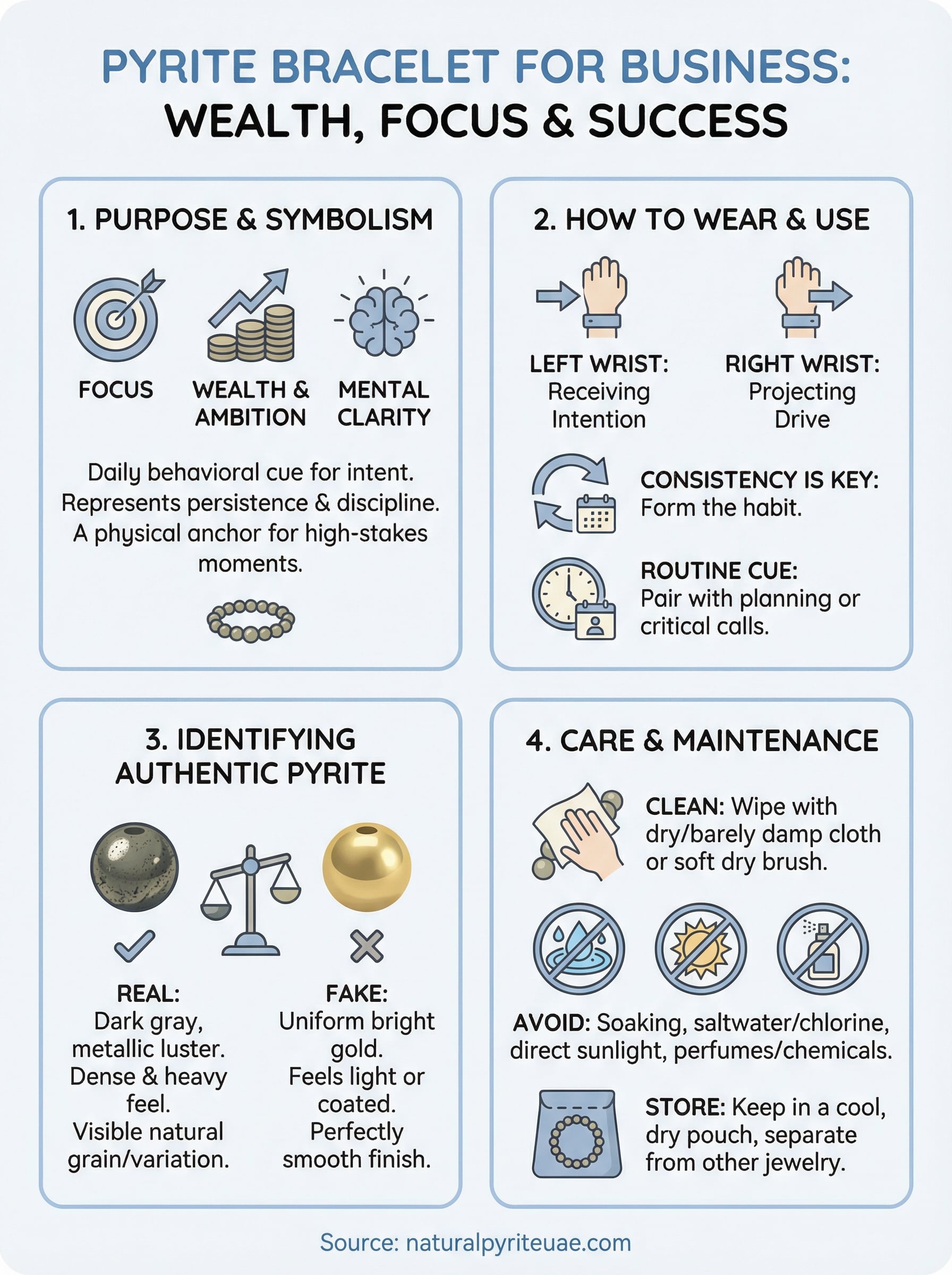 pyrite bracelet for business owners infographic