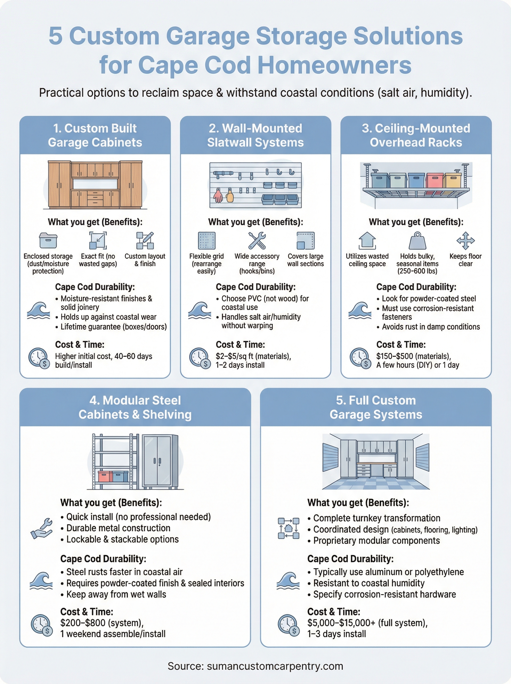 custom garage storage solutions infographic