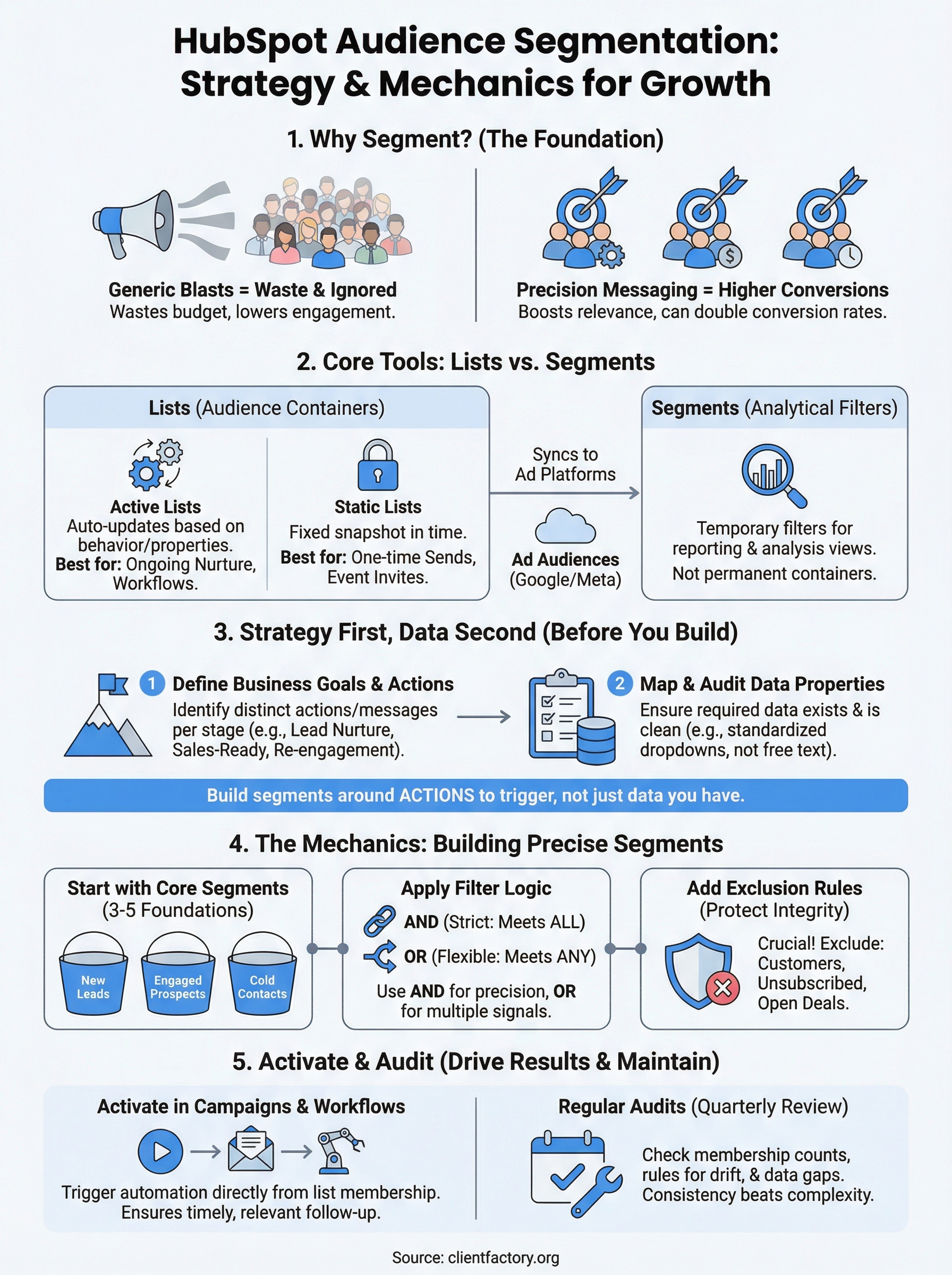 HubSpot Audience Segmentation: Lists, Rules, And Strategy hubspot audience segmentation infographic