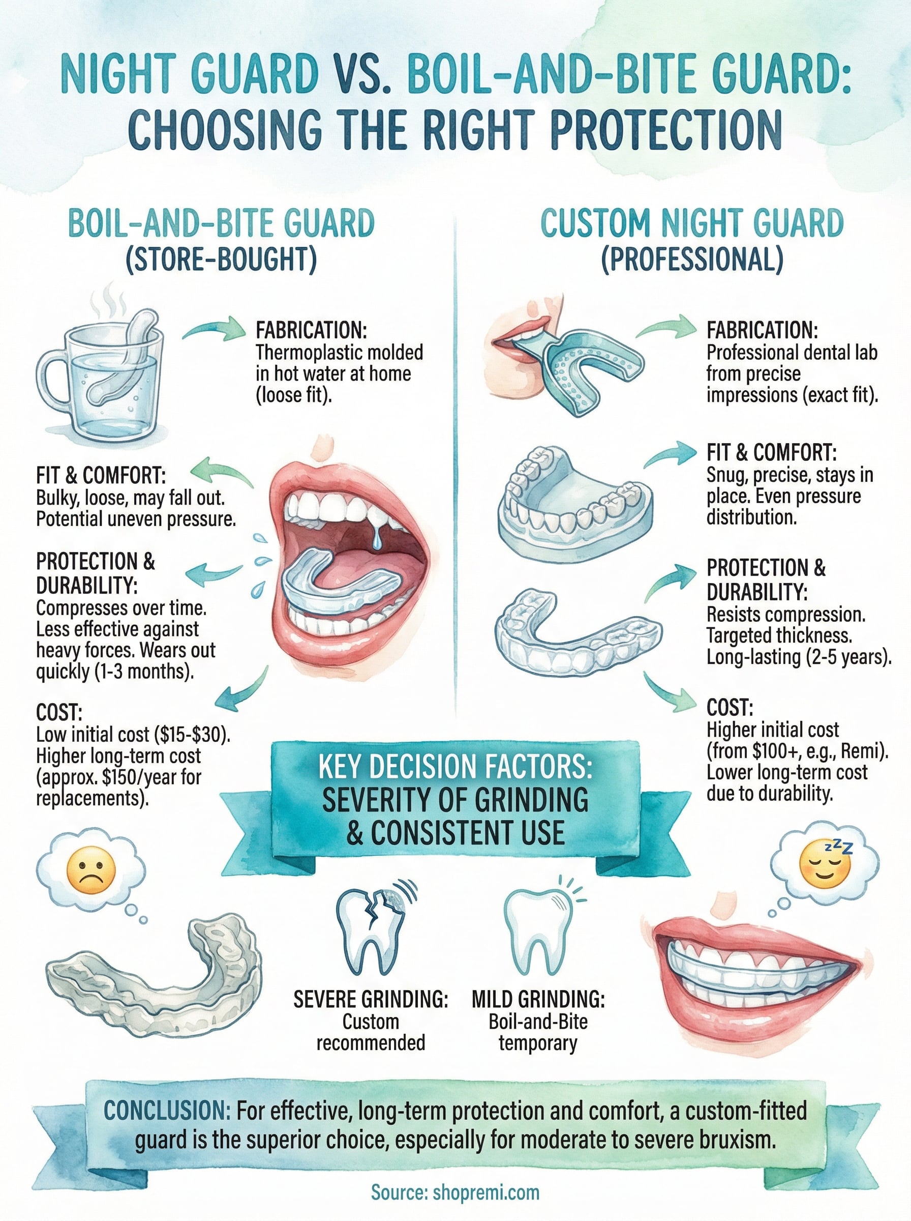 night guard vs boil and bite guard infographic