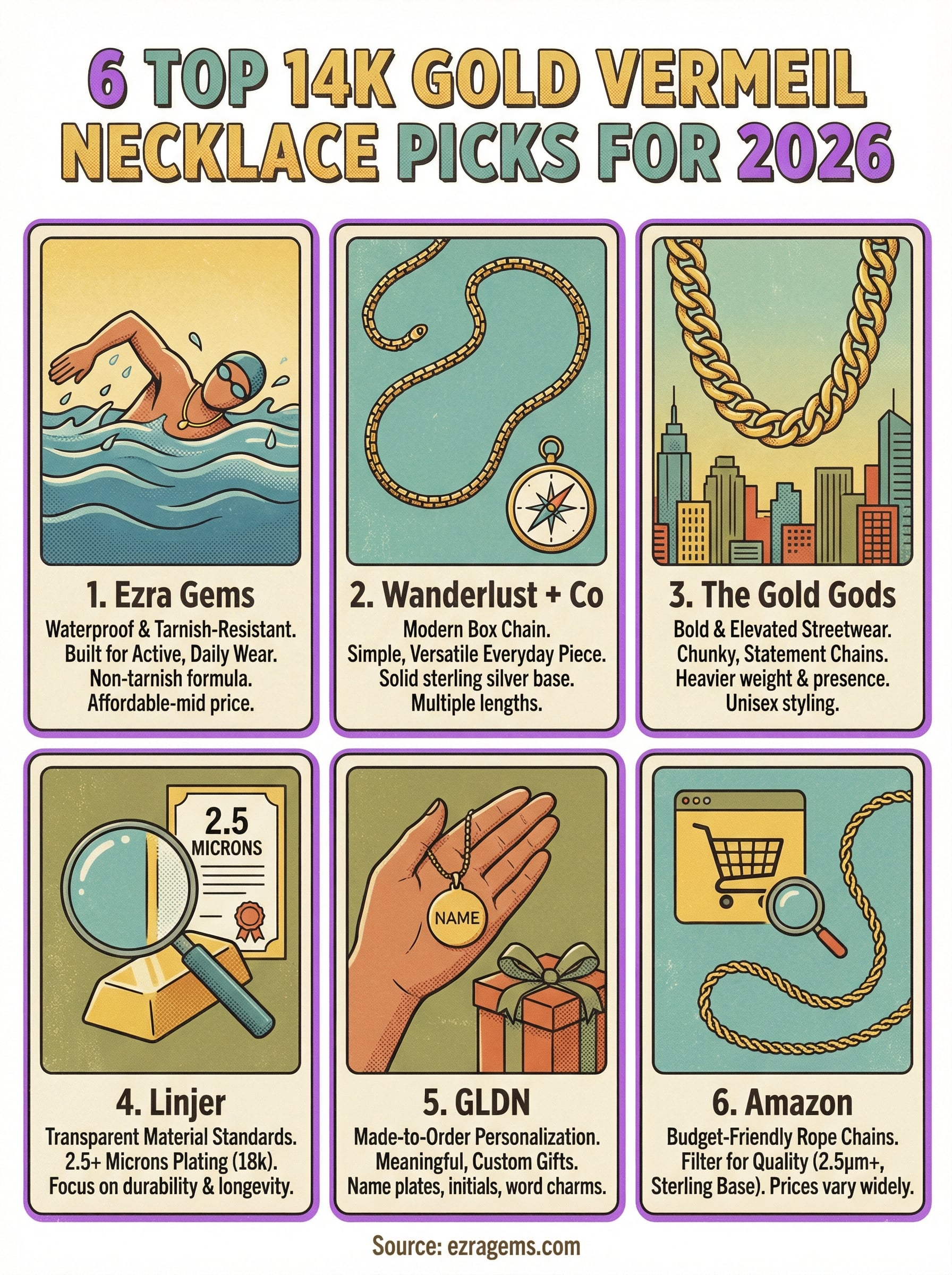 14k gold vermeil necklace infographic