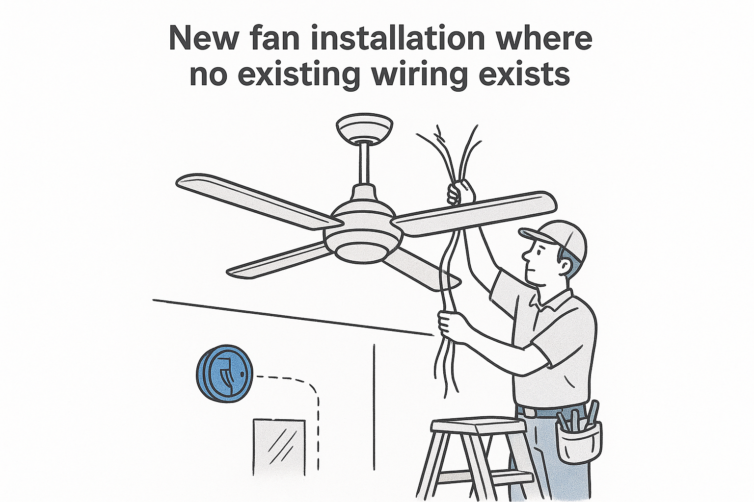 New fan installation where no existing wiring exists