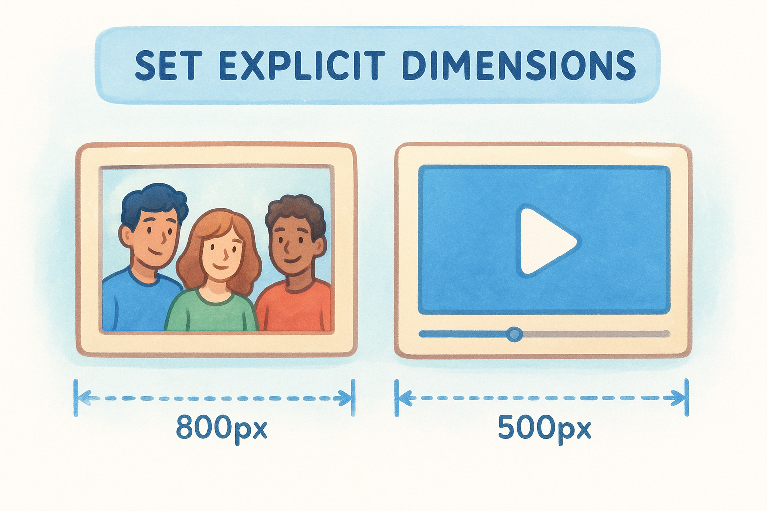 Set explicit dimensions on images and media