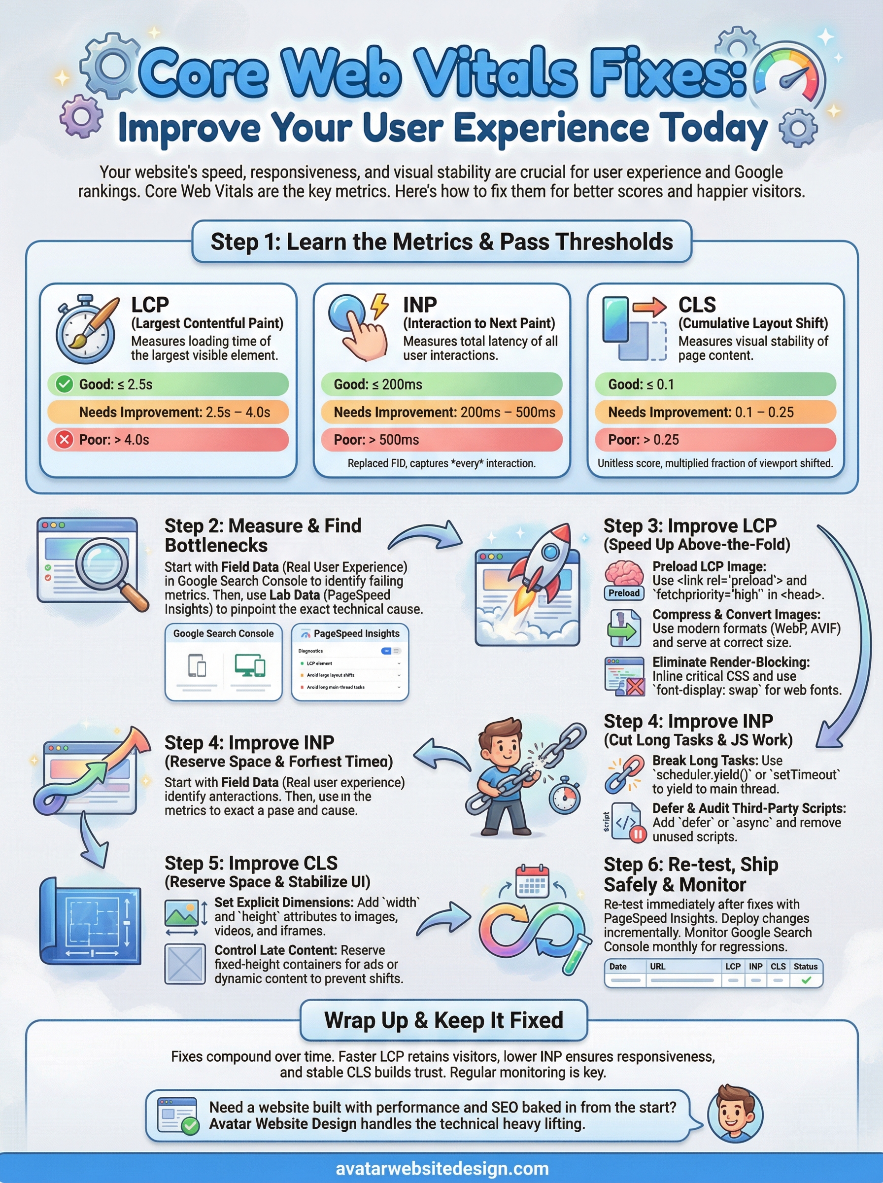 how to improve core web vitals infographic