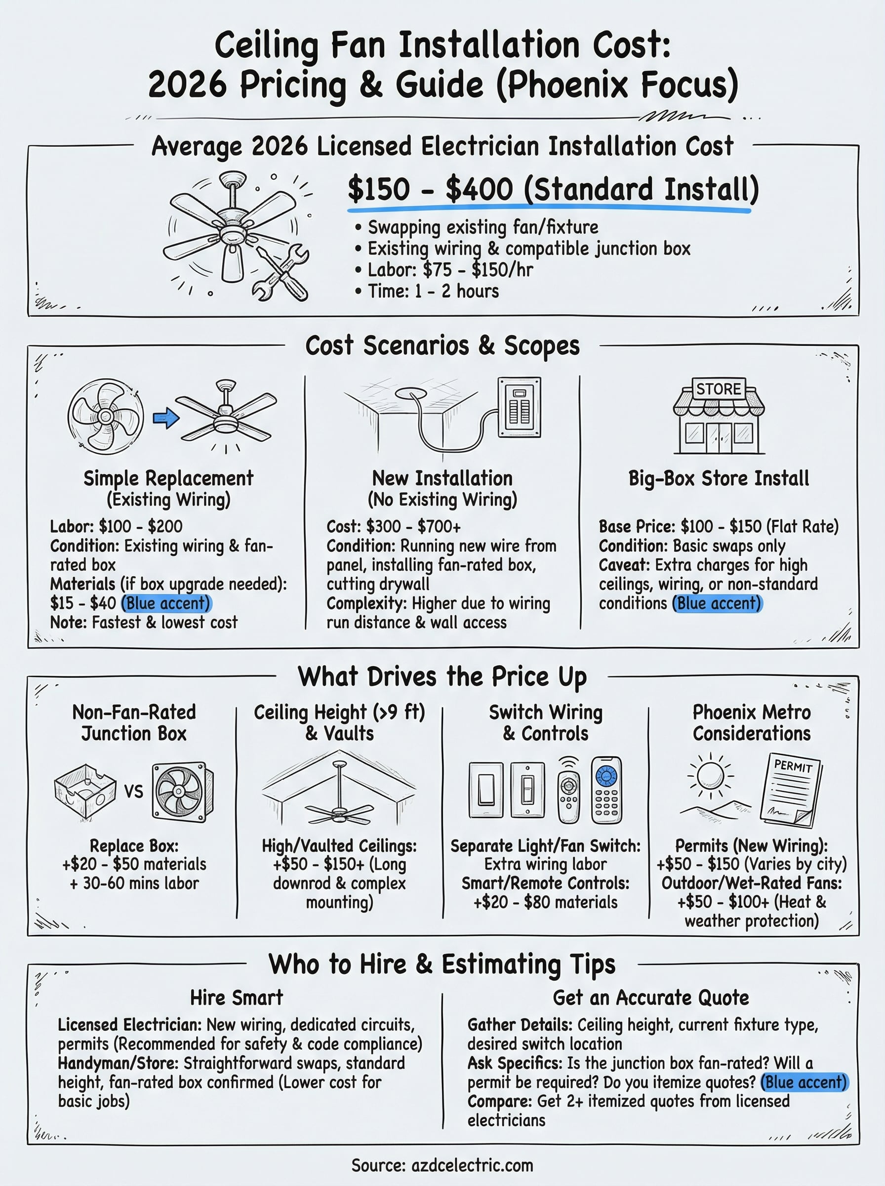 ceiling fan installation cost infographic