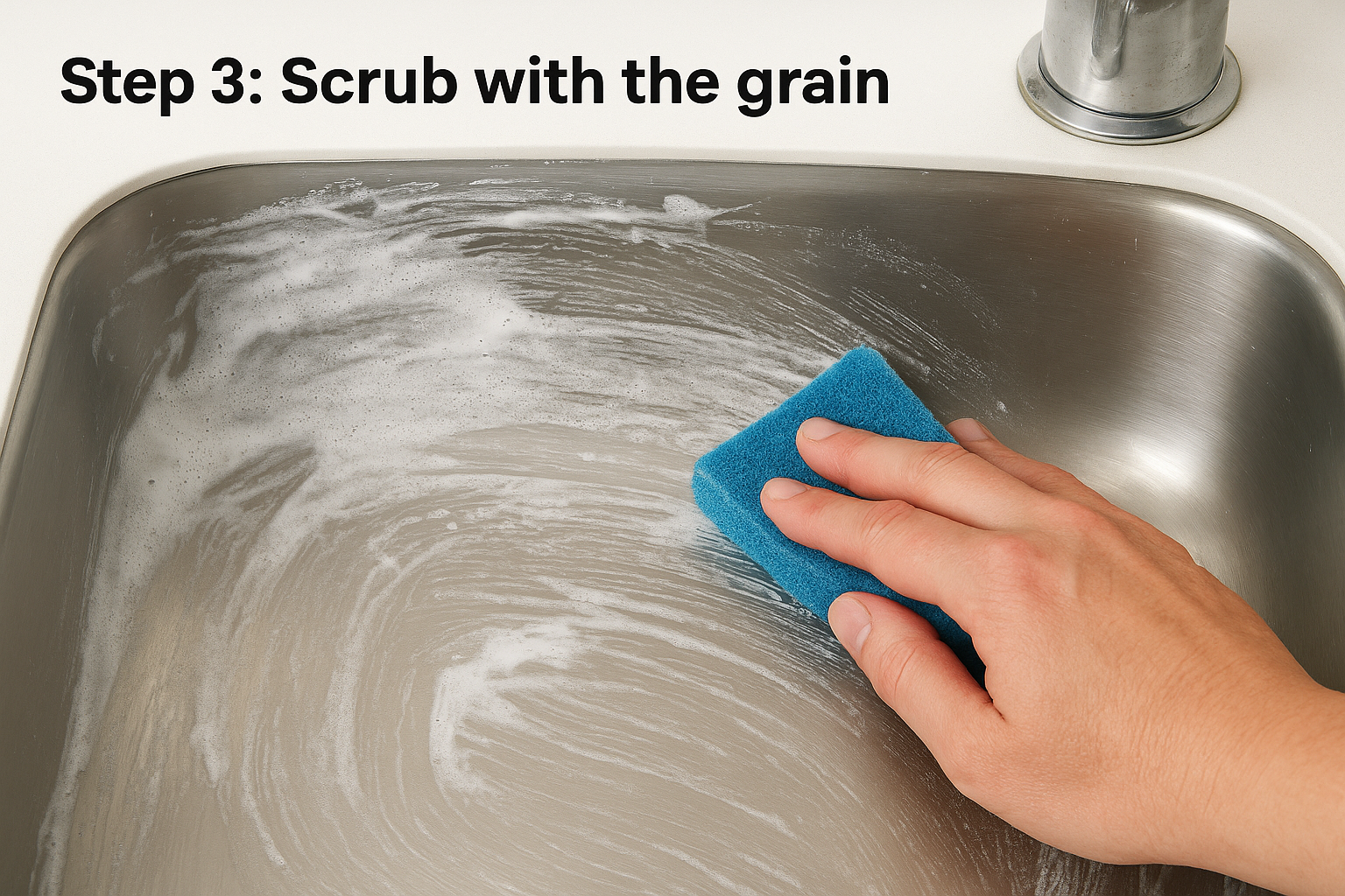 Step 3: Scrub with the grain