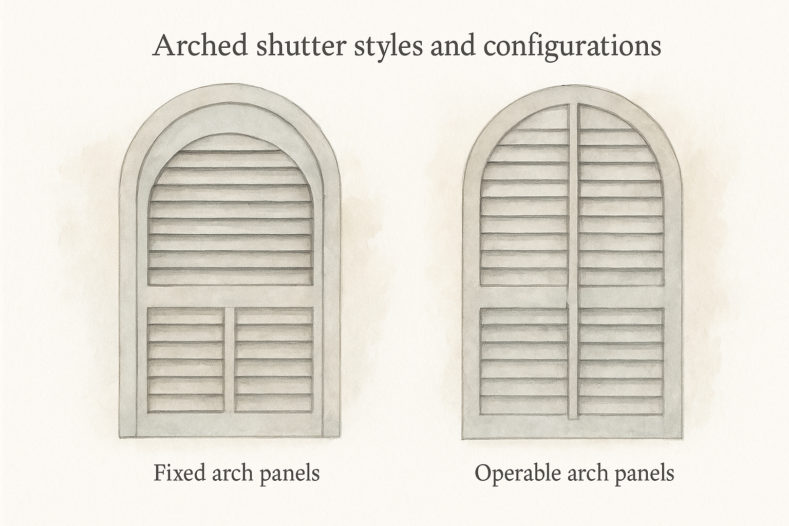 Arched shutter styles and configurations
