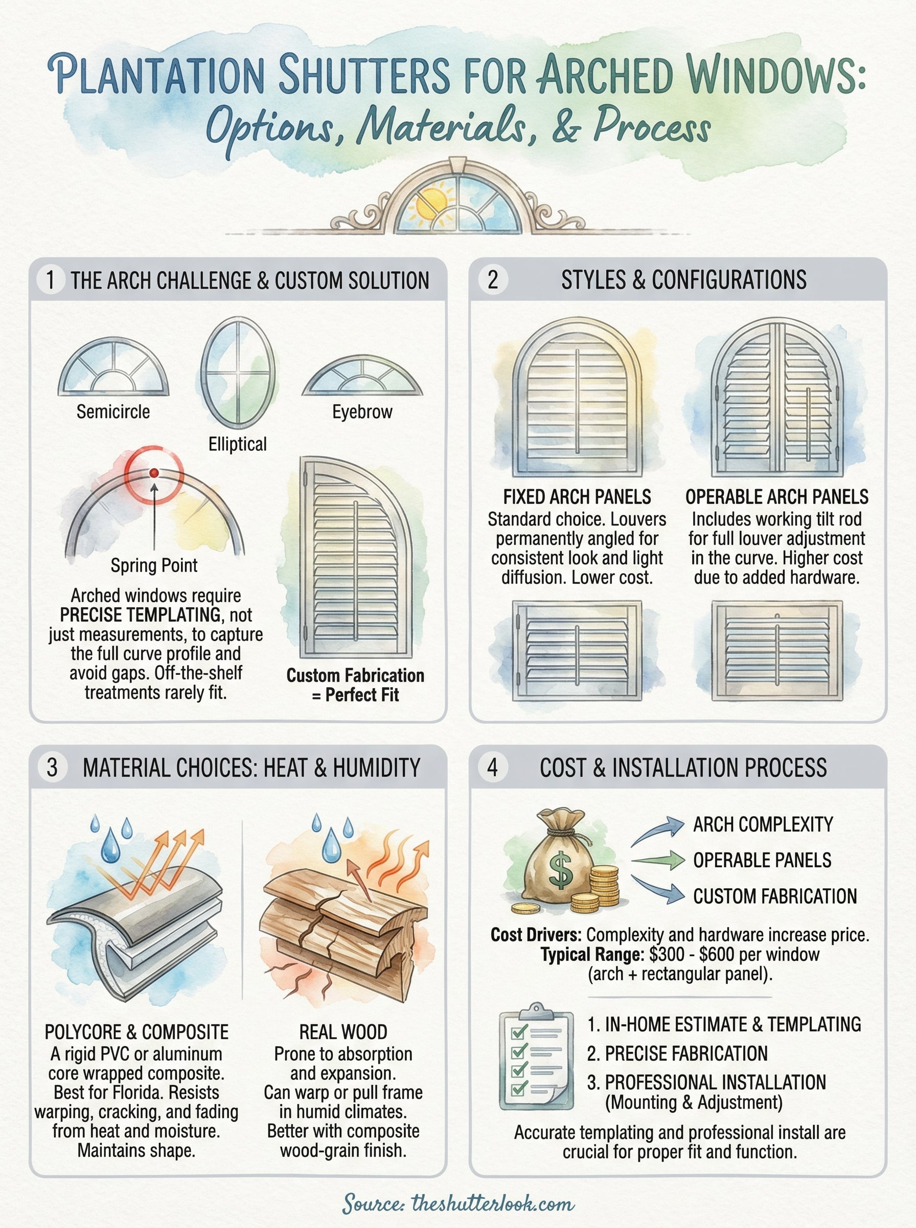 plantation shutters for arched windows infographic