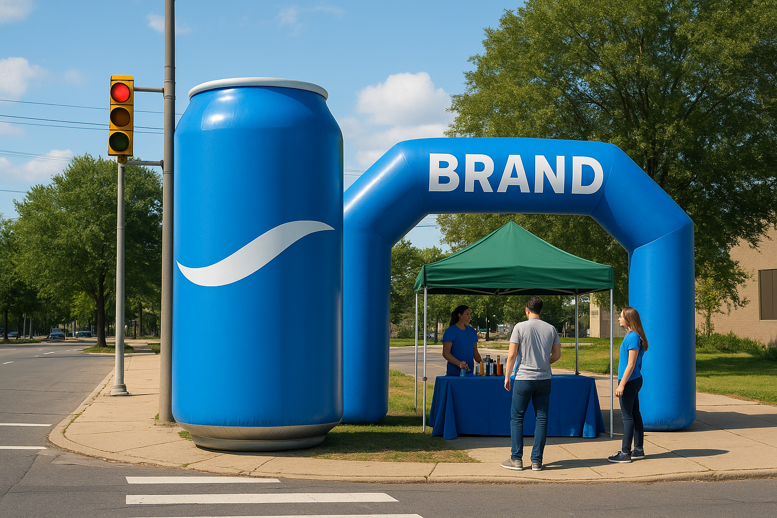 Physical and visual activations that stop traffic