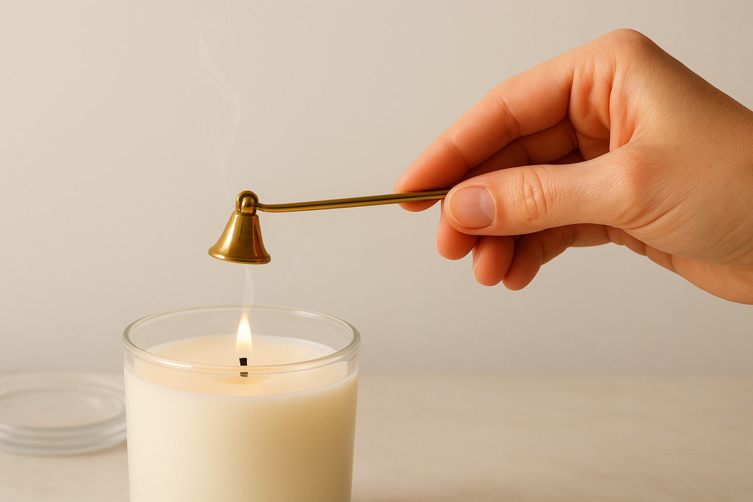 Use a wick dipper or snuffer, not your breath