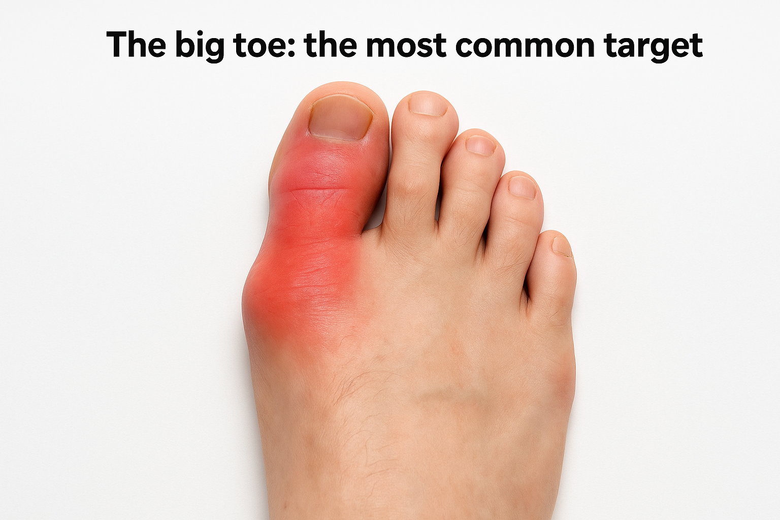 The big toe: the most common target