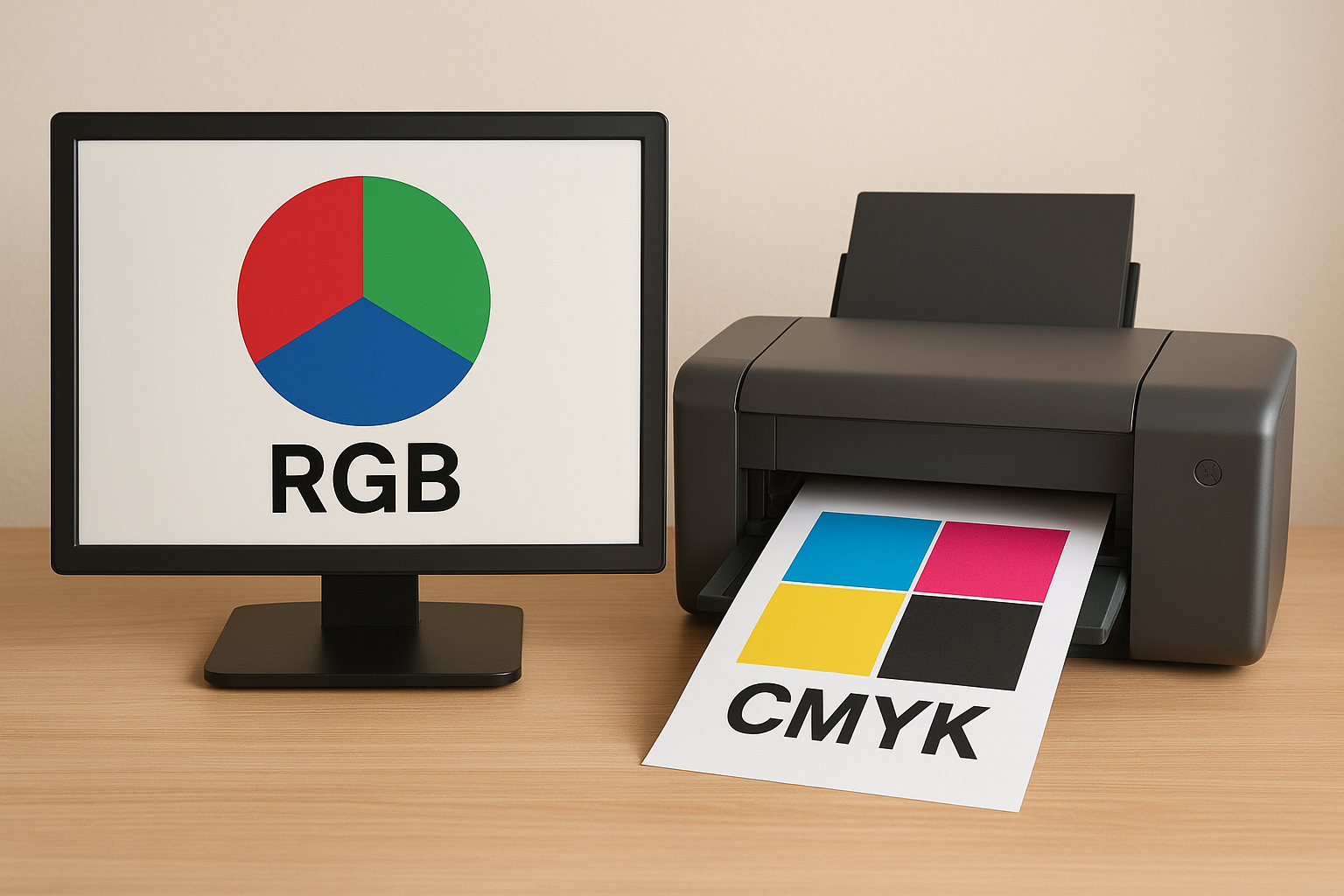 How screens and printers produce colour differently