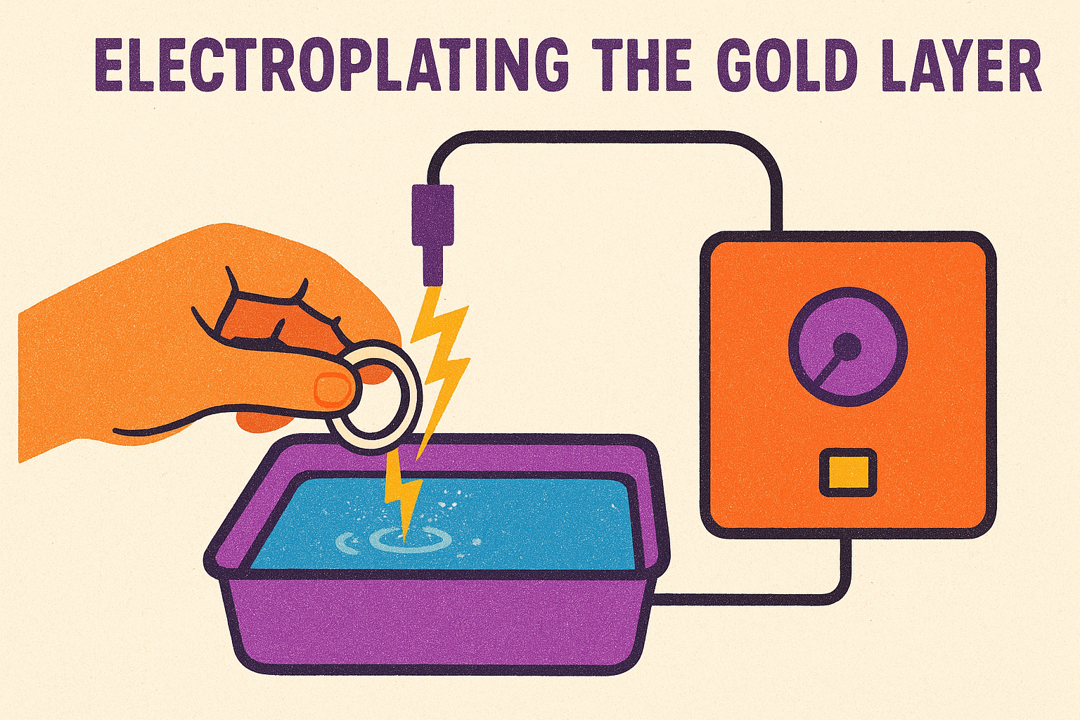 Electroplating the gold layer