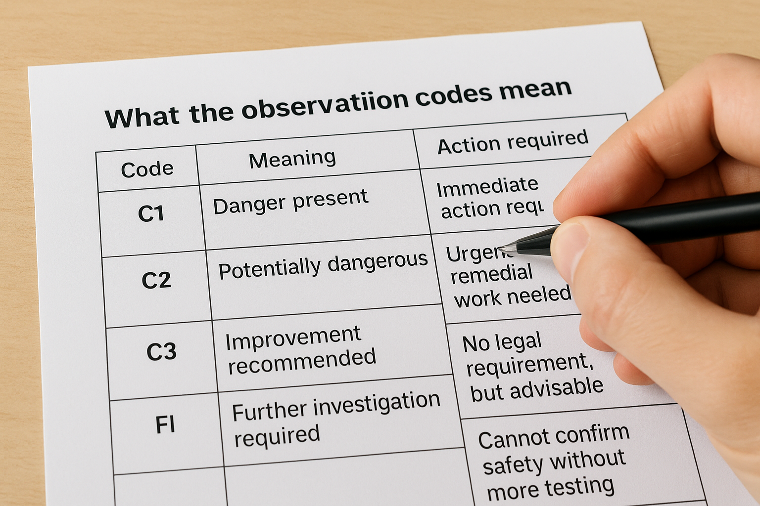 What the observation codes mean