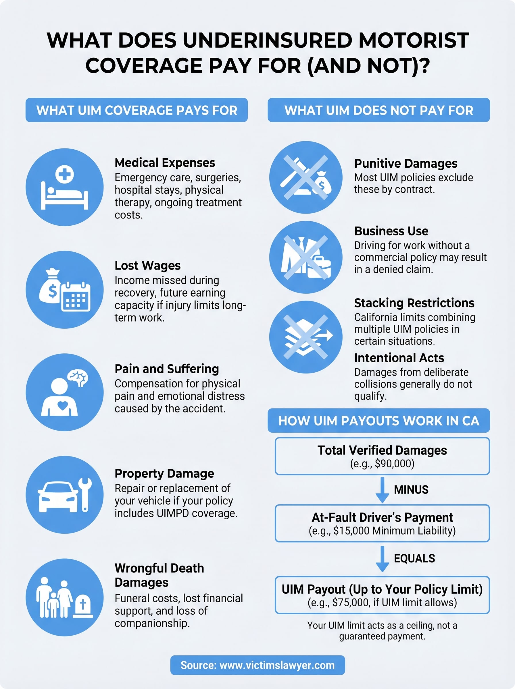 what does underinsured motorist coverage pay for infographic