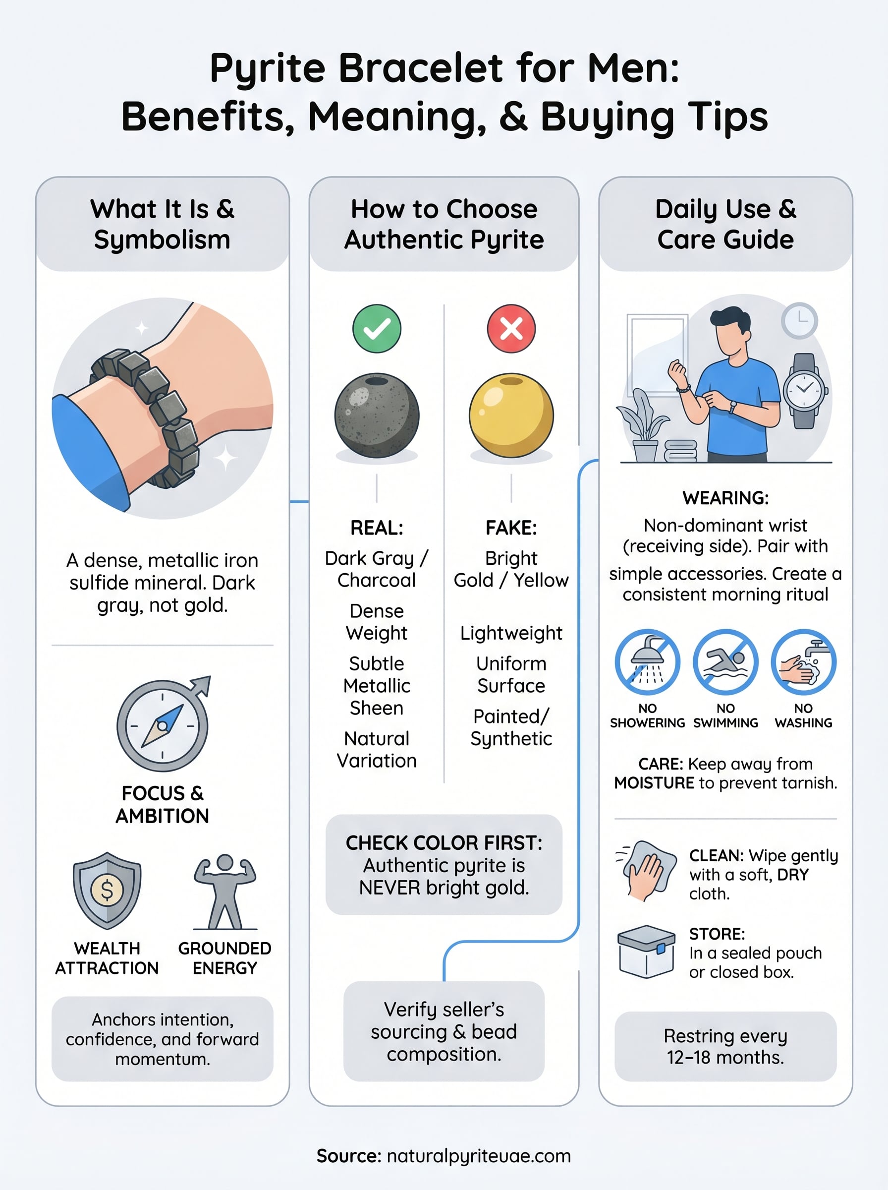 pyrite bracelet for men infographic