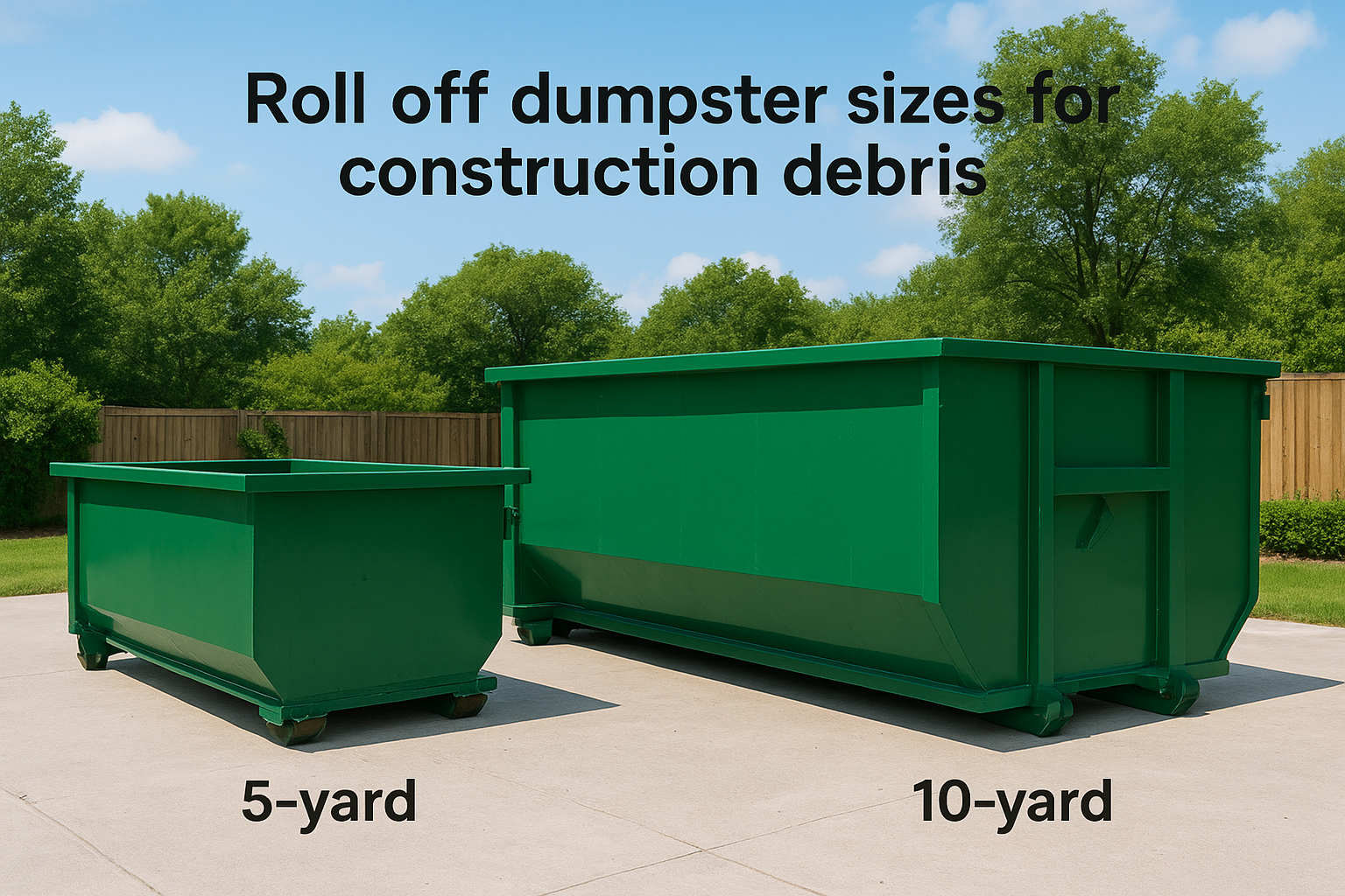 Roll off dumpster sizes for construction debris
