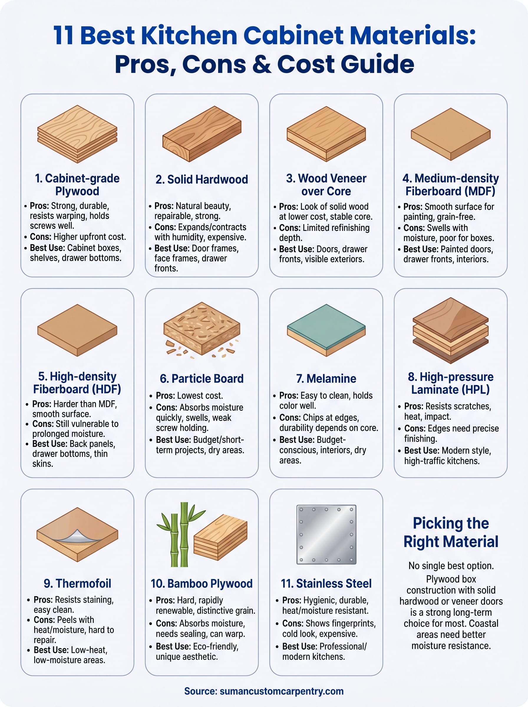 best kitchen cabinet materials infographic