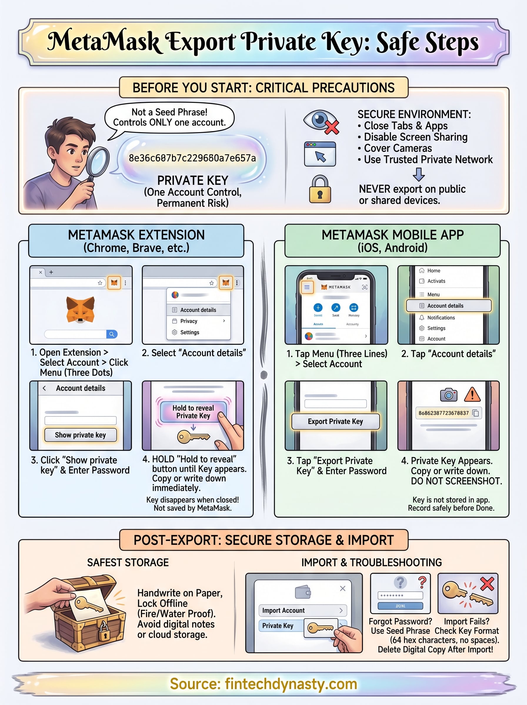 metamask export private key infographic