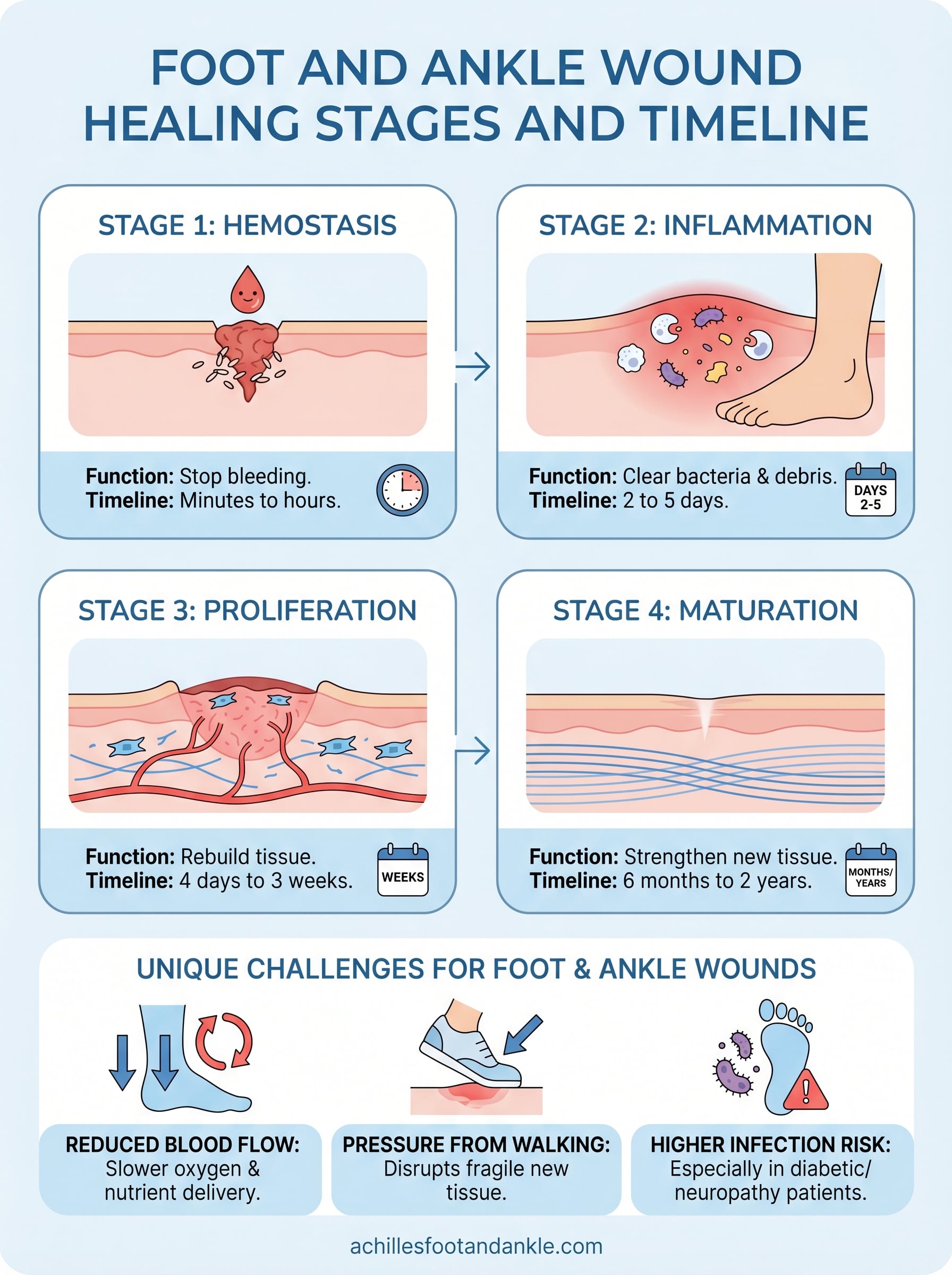 wound healing stages and timeline infographic