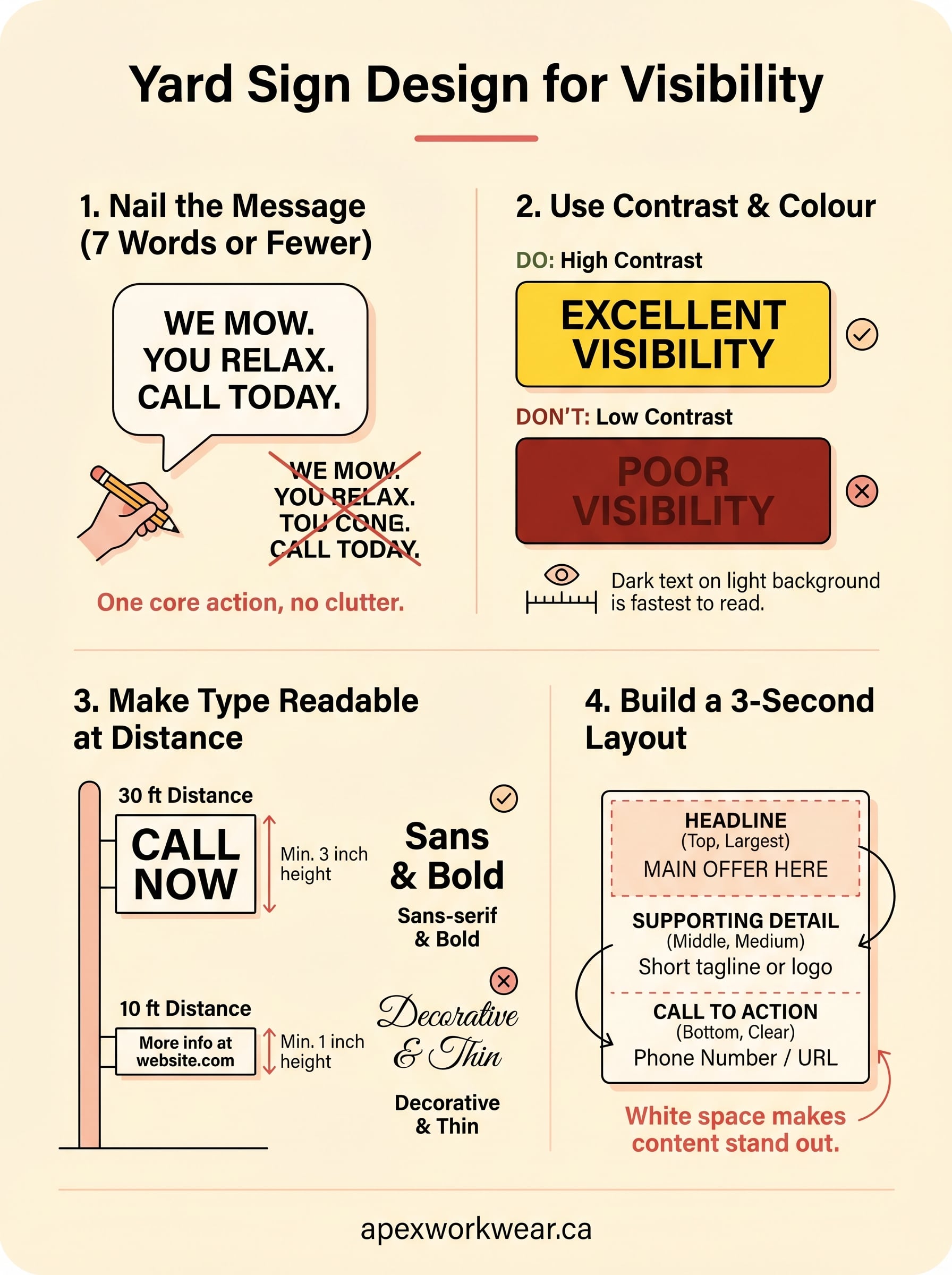 how to design yard signs for visibility infographic