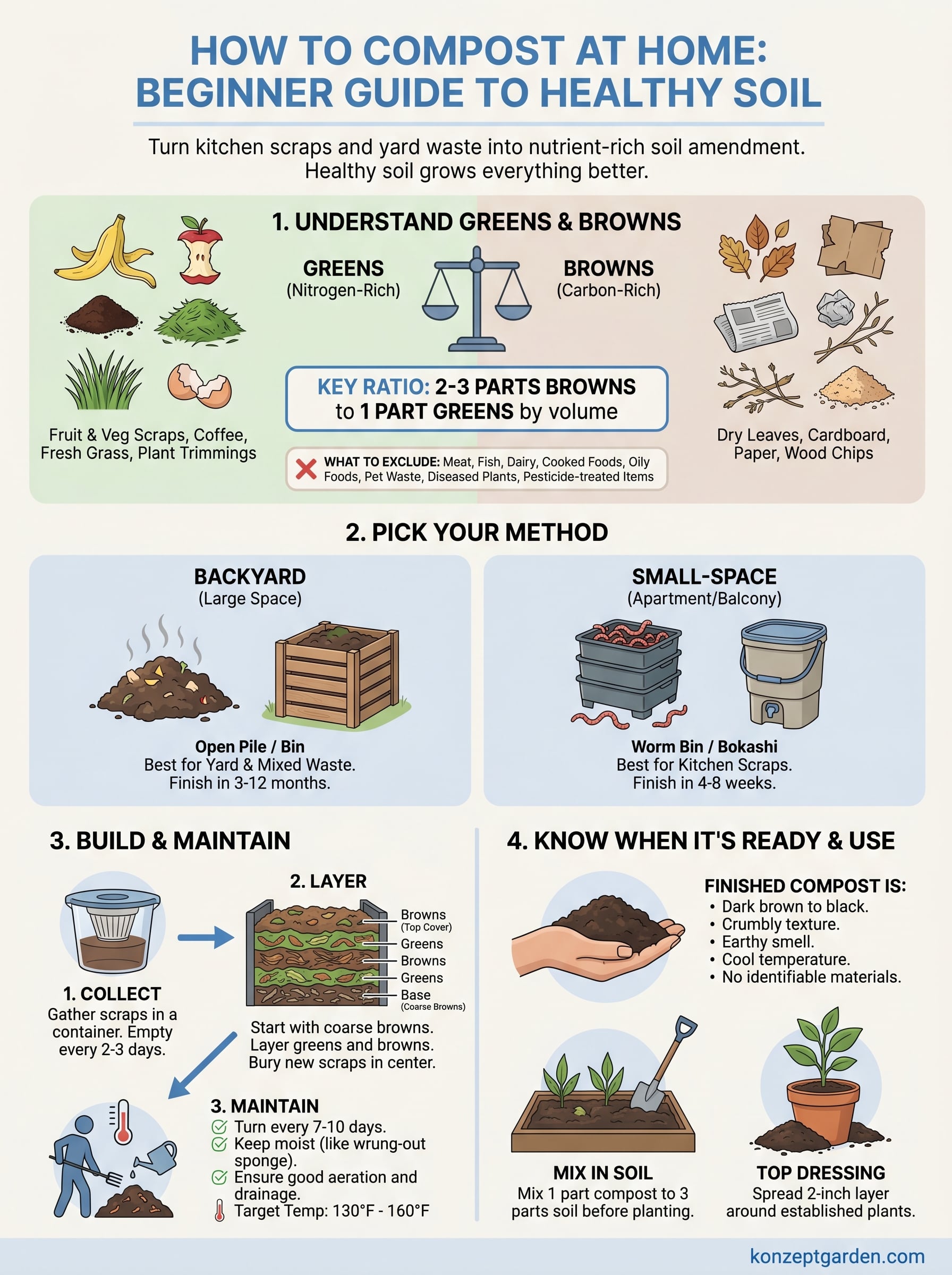 how to compost at home infographic