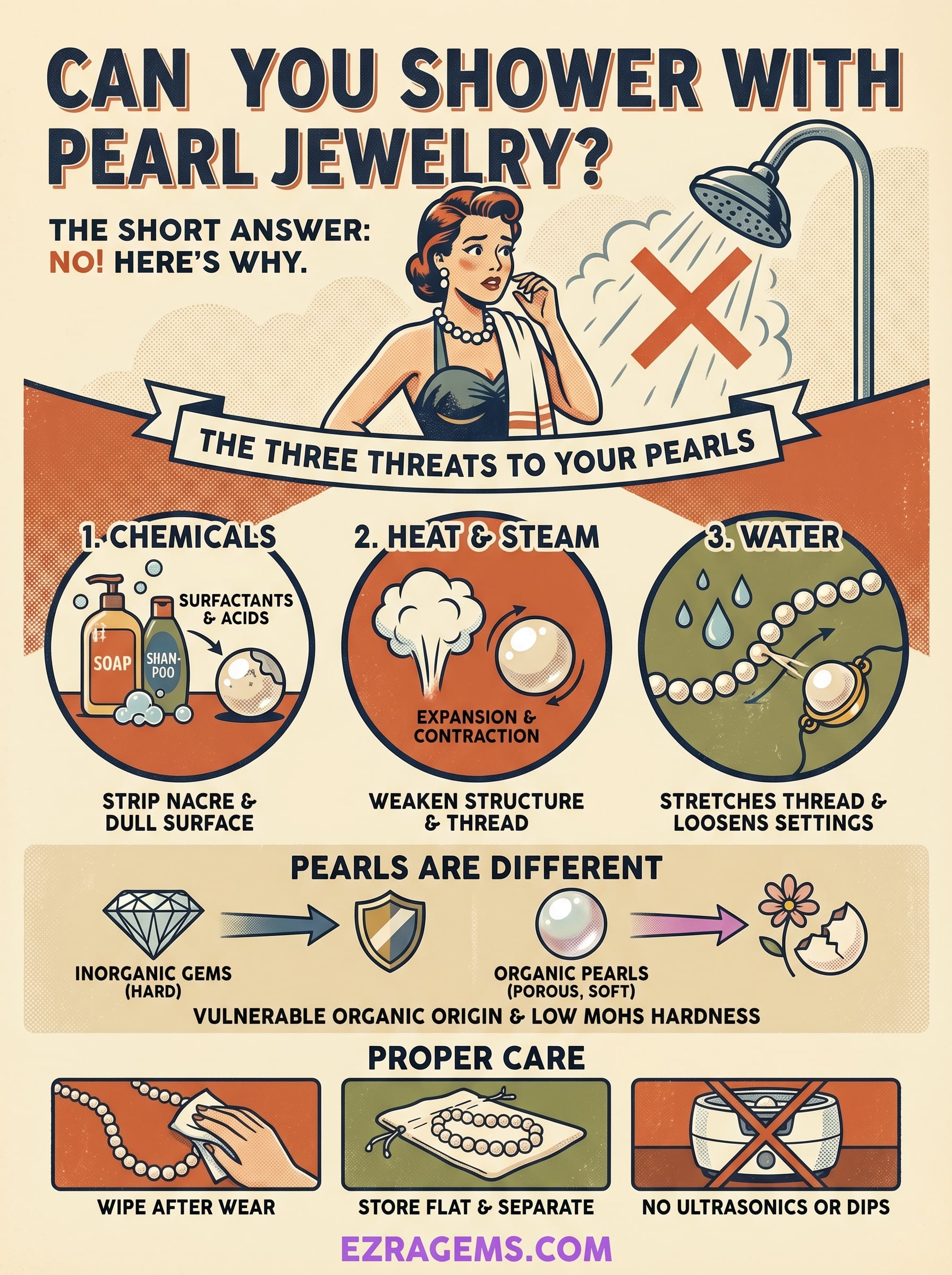 can you shower with pearl jewelry infographic