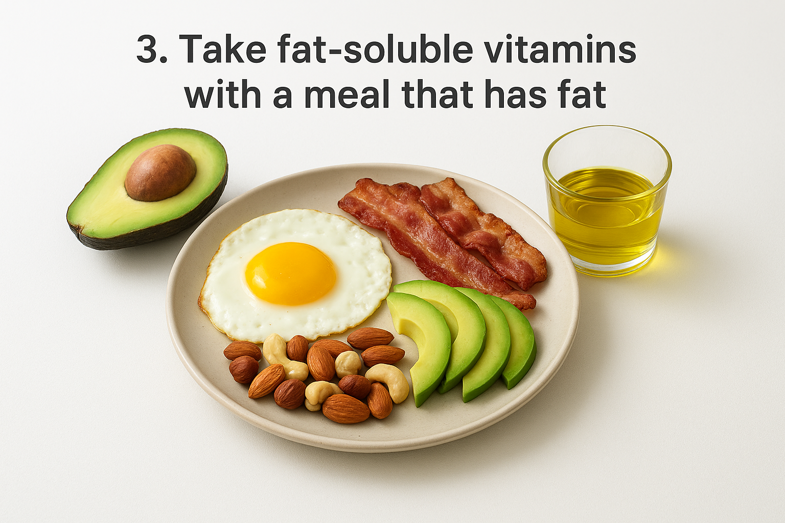 3. Take fat-soluble vitamins with a meal that has fat