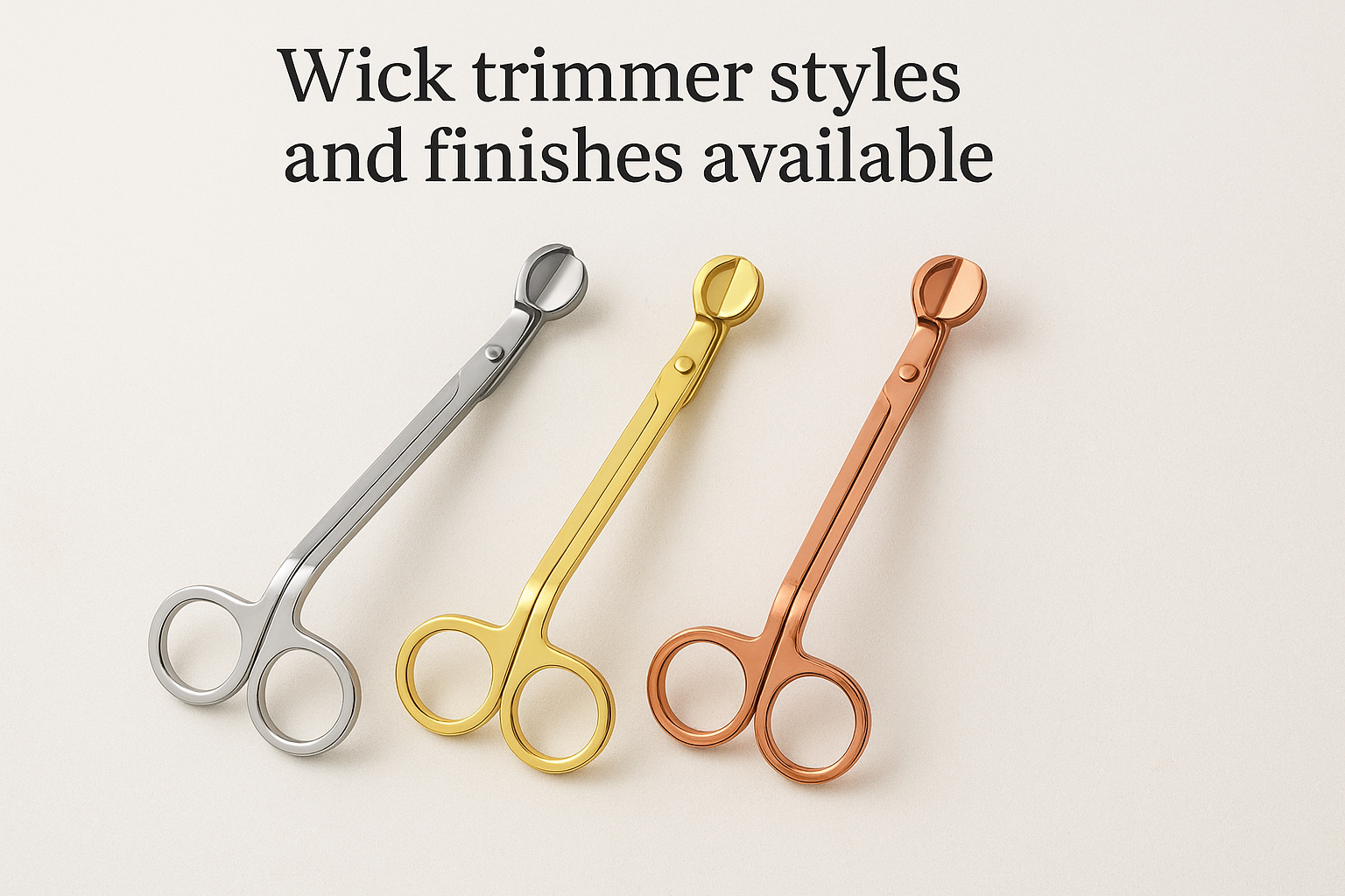 Wick trimmer styles and finishes available
