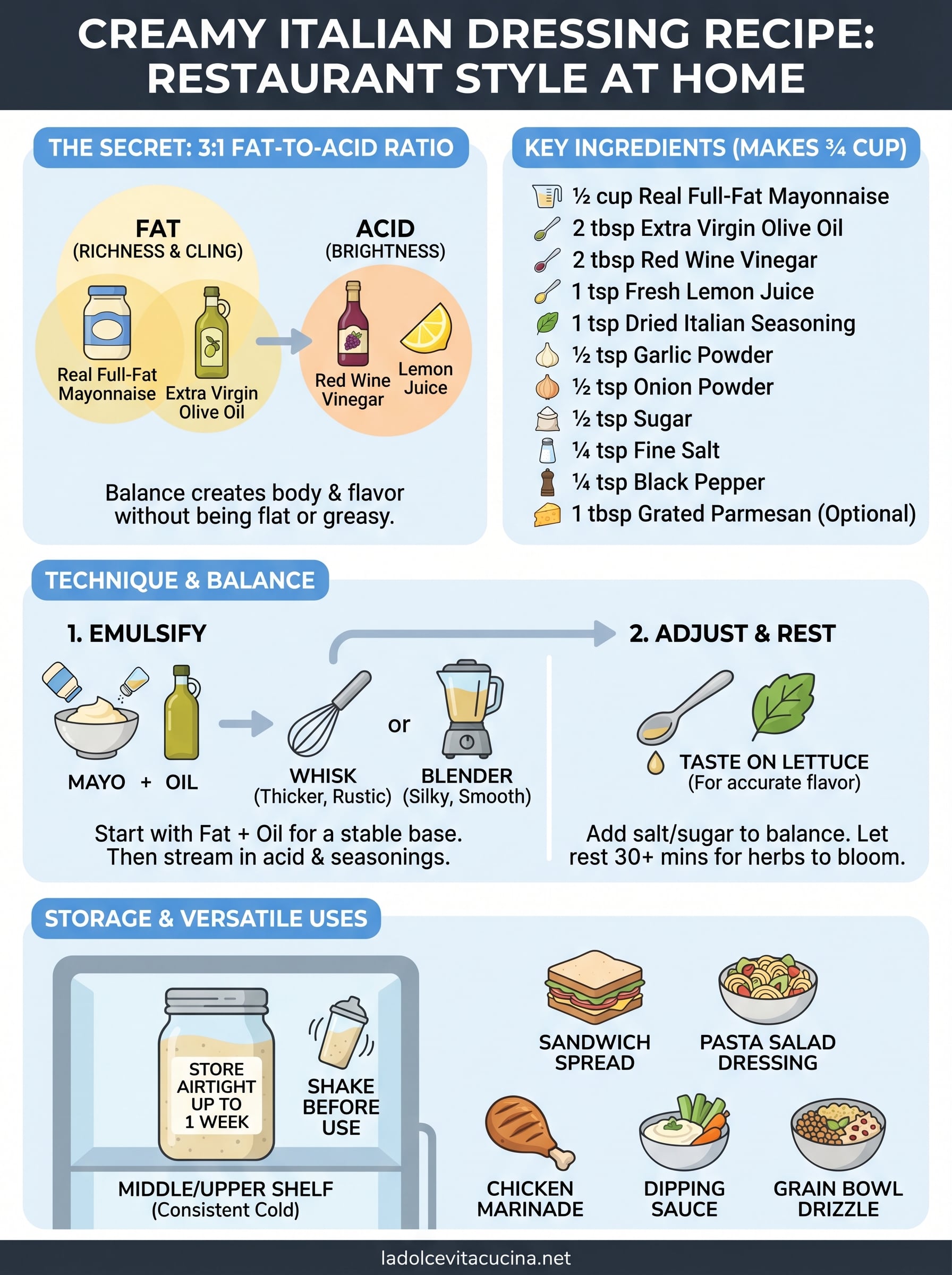 creamy italian dressing recipe infographic