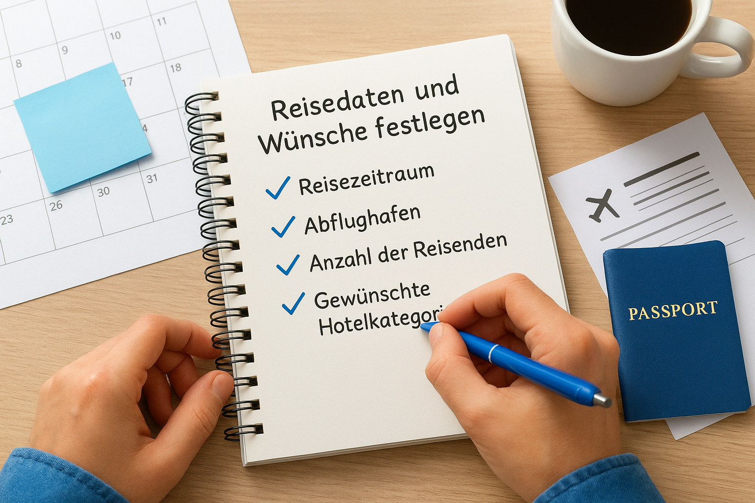Reisedaten und Wünsche festlegen