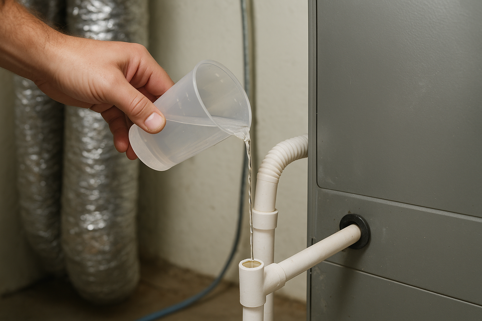 Clear the condensate drain line